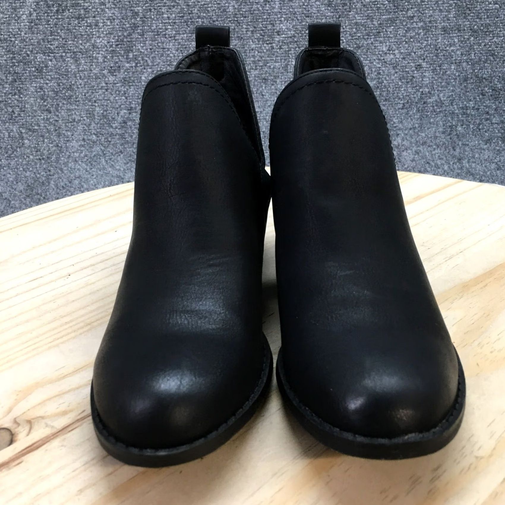 Vintage Universal Thread Boots Womens Ankle Booties 6.5 Black Faux Leather Pull On Nora Boot Size US 7 / IT 37 - 4 Thumbnail