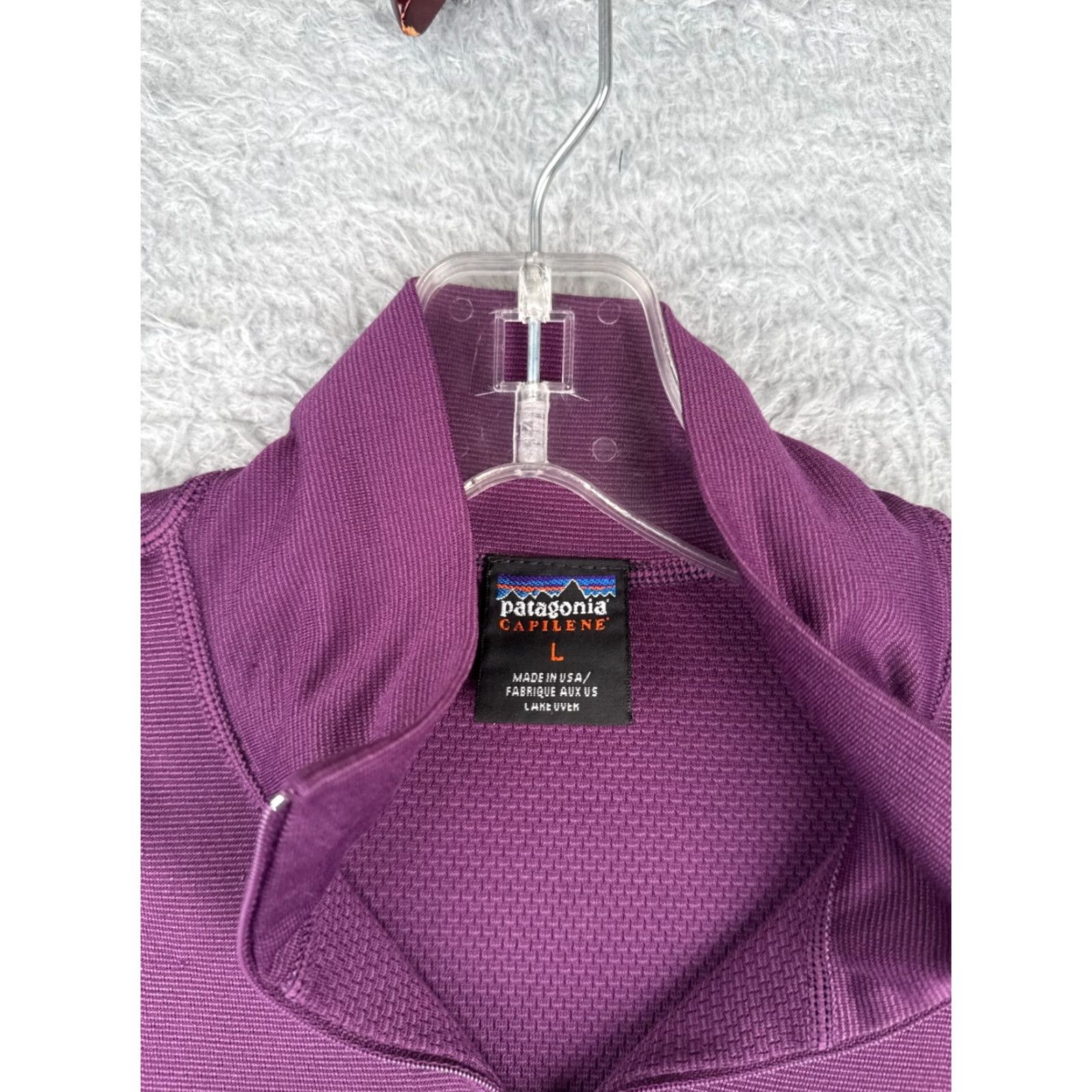 Patagonia Patagonia Shirt Women Large Purple Capilene 1/4 Zip Polyester Long Sleeve READ Size L / US 10 / IT 46 - 6 Thumbnail