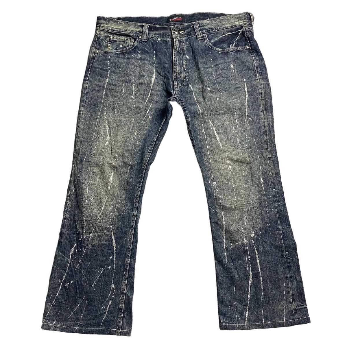 Image of If Six Was Nine x Le Grande Bleu L G B Sorridere Paint Splatter Skull Washed Denim Pants in Black D