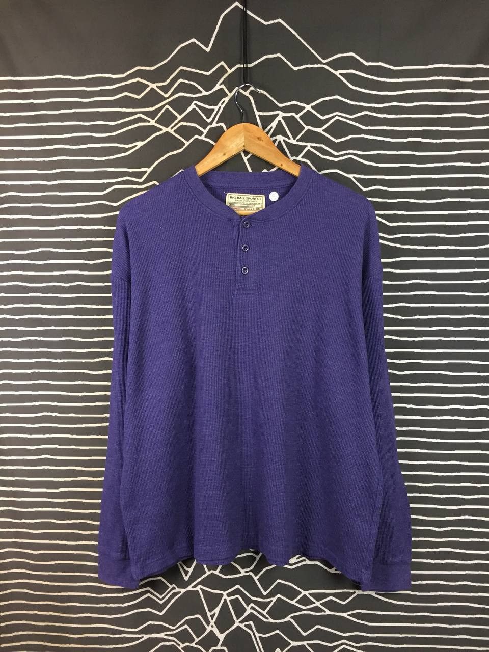 Vintage Vtg Big Ball Sports Waffle Knit Thermal Henley Tee Size US XL / EU 56 / 4 - 2 Thumbnail