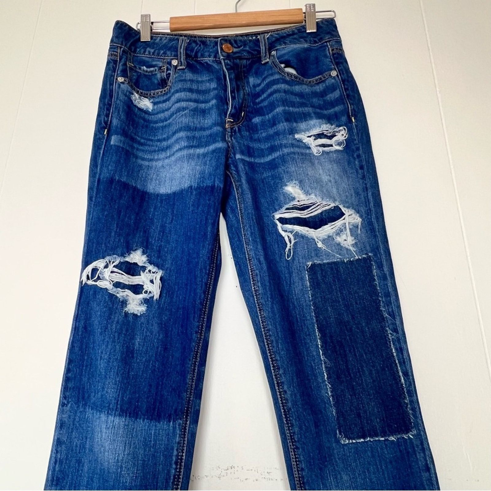 American Eagle Outfitters AEO Button-fly Distressed Patchwork Skinny Jeans Women 2 Size 26" / US 2 / IT 38 - 8 Thumbnail