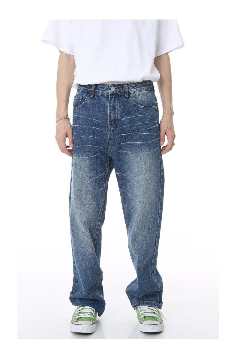 Japanese Brand × Jean Loose straight-leg vintage scratched washed jeans Size US 32 / EU 48 - 2 Thumbnail