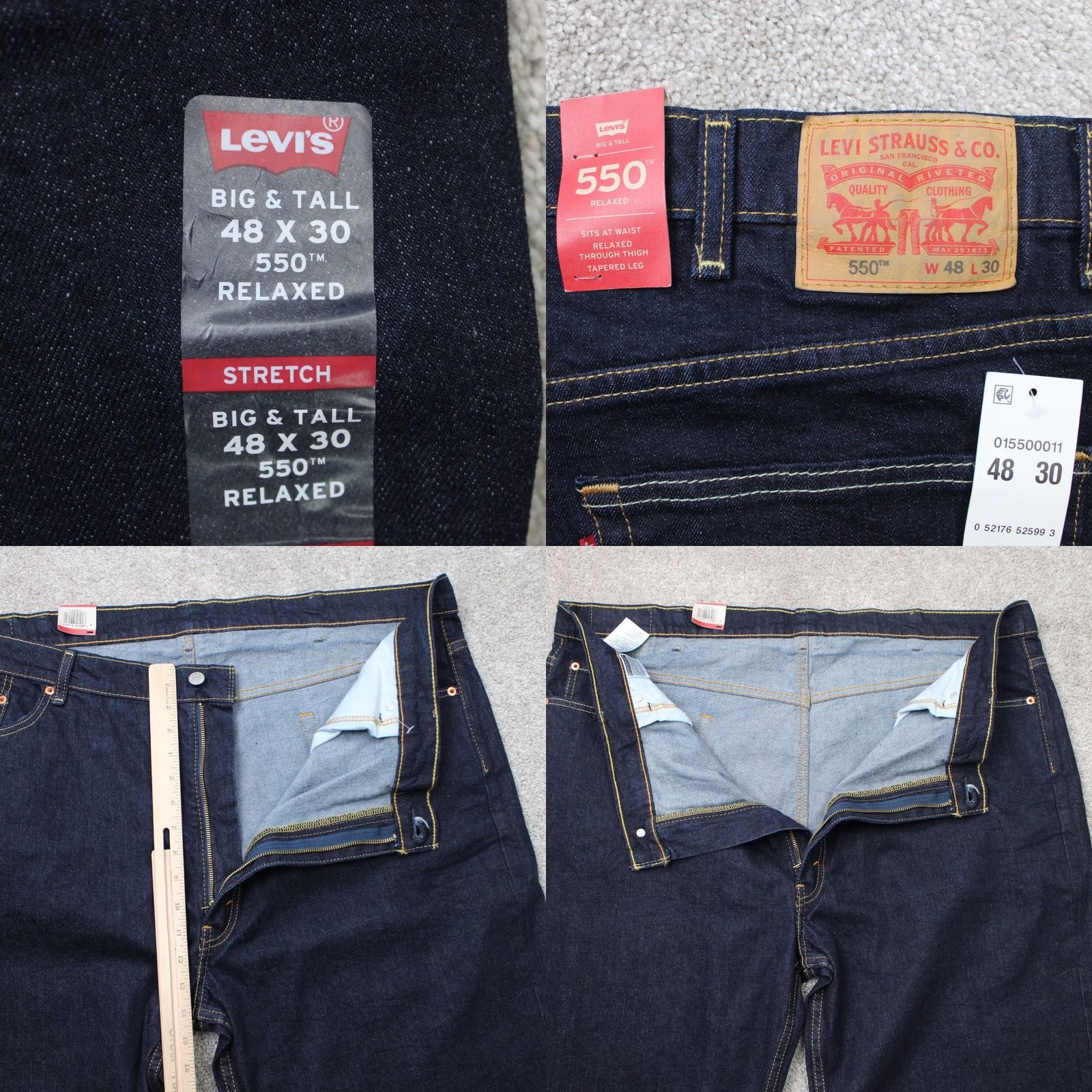Levi's Levi's 550 Jeans Mens 48x30 Blue Relaxed Fit 5-Pocket Denim Cotton Stretch Straight NWT California Prop 65 none Brand Levi's 90s USA Vintage No Size US 32 / EU 48 - 8 Thumbnail