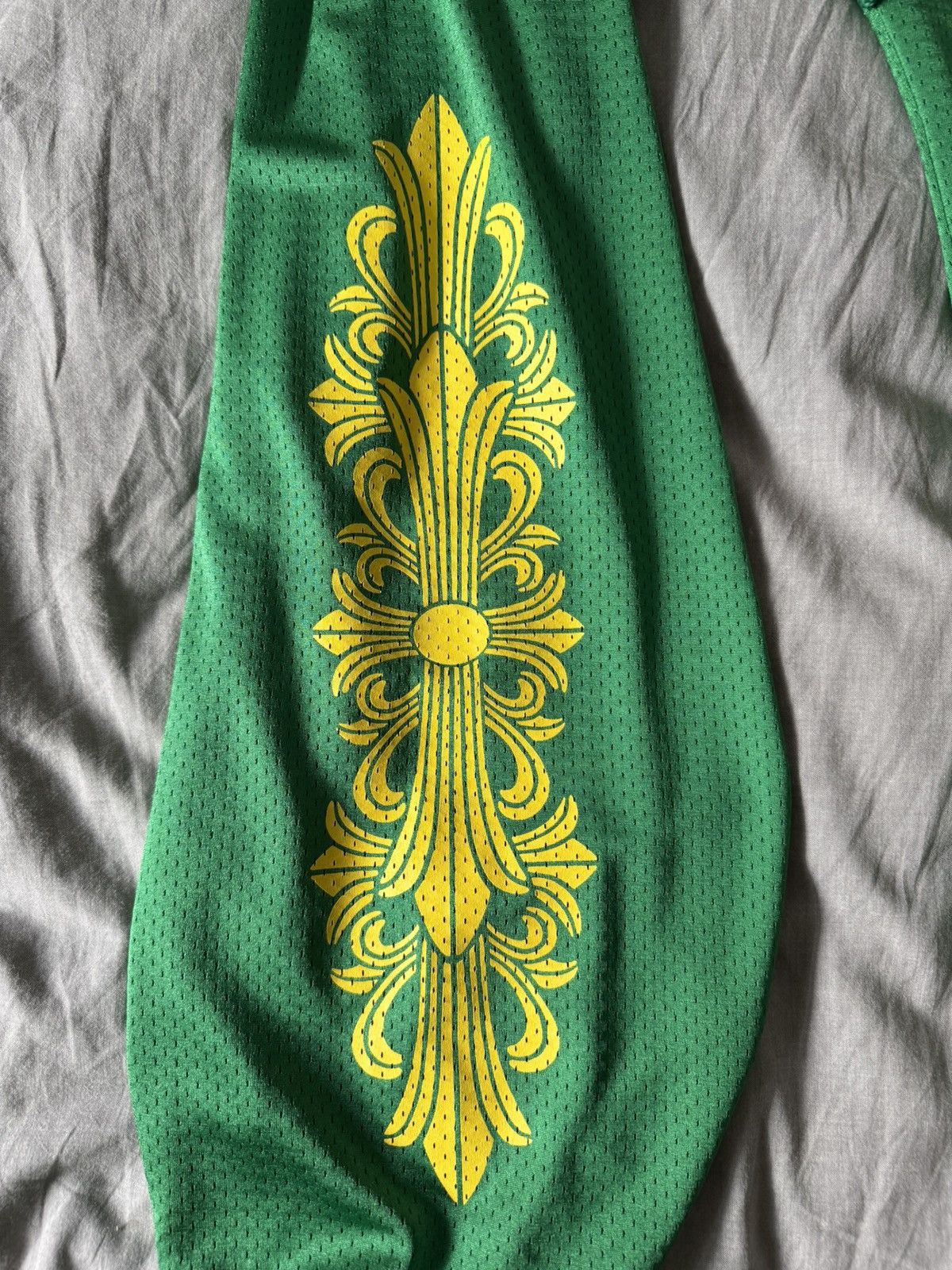 Chrome Hearts Green & Gold Chrome Hearts Floral Mesh Jersey Pants Size US 33 - 3 Thumbnail