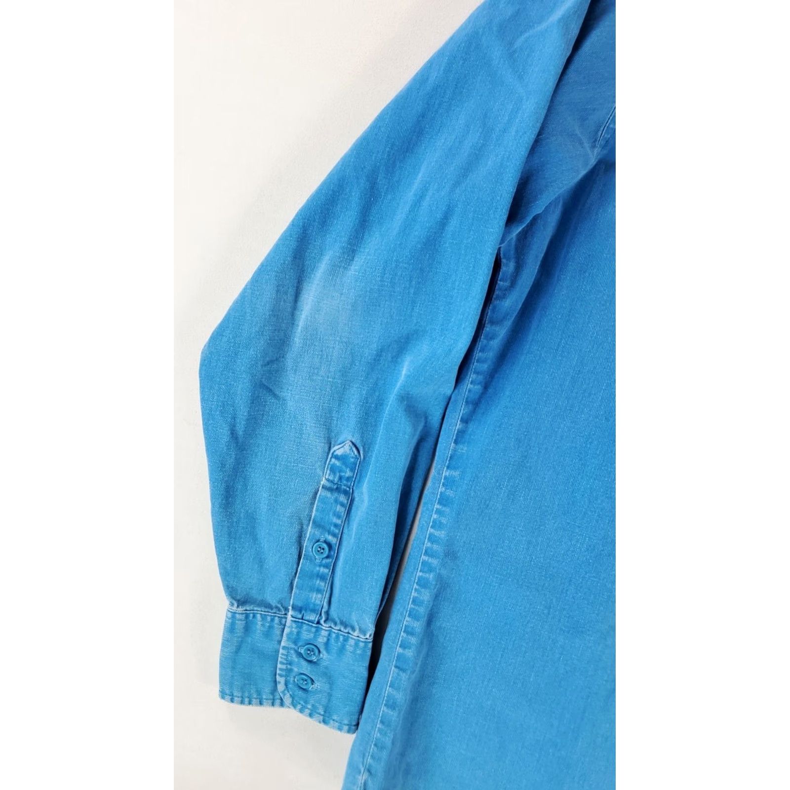 Wrangler Wrangler Shirt Button-Up Faded Sky Blue Twill Mens L Blue Long Sleeve 16-35 Size US L / EU 52-54 / 3 - 3 Thumbnail