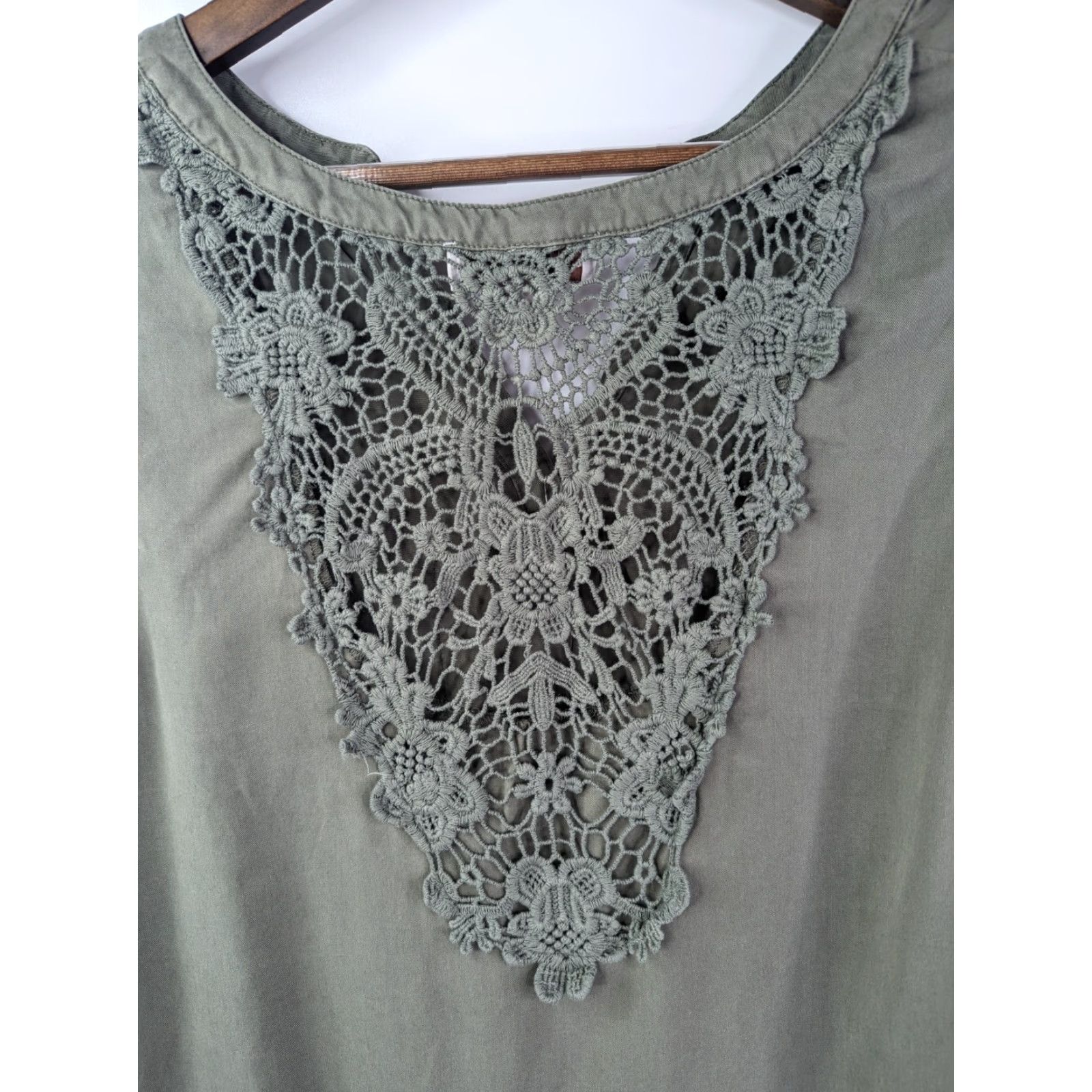 Vintage Knox Rose Crochet Knit Decorative Back Detail Boho Tank Top Sage Womens Large Shirt Blouse Green Size L / US 10 / IT 46 - 4 Thumbnail