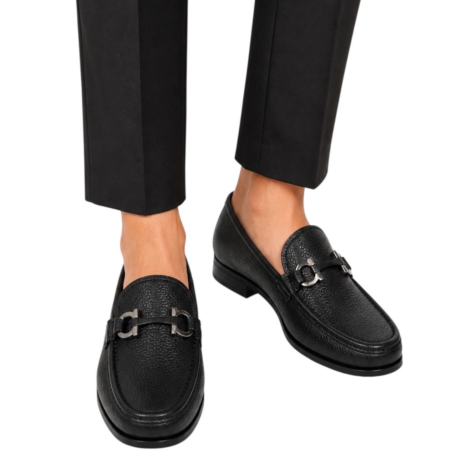 Salvatore Ferragamo Gancini Bit Loafer Black Size 10.5EE