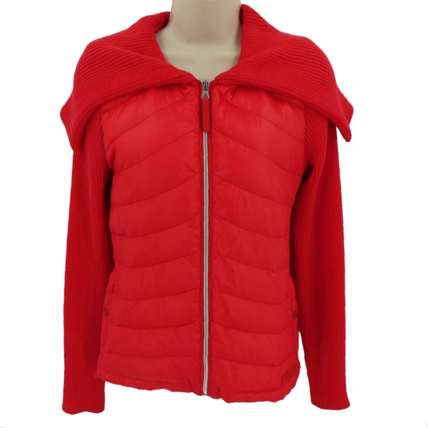 Calvin Klein Calvin Klein Performance Women Jacket S Red Quilted Puff Front Knit Zip Coat Womens Size S / US 4 / IT 40 - 2 Thumbnail