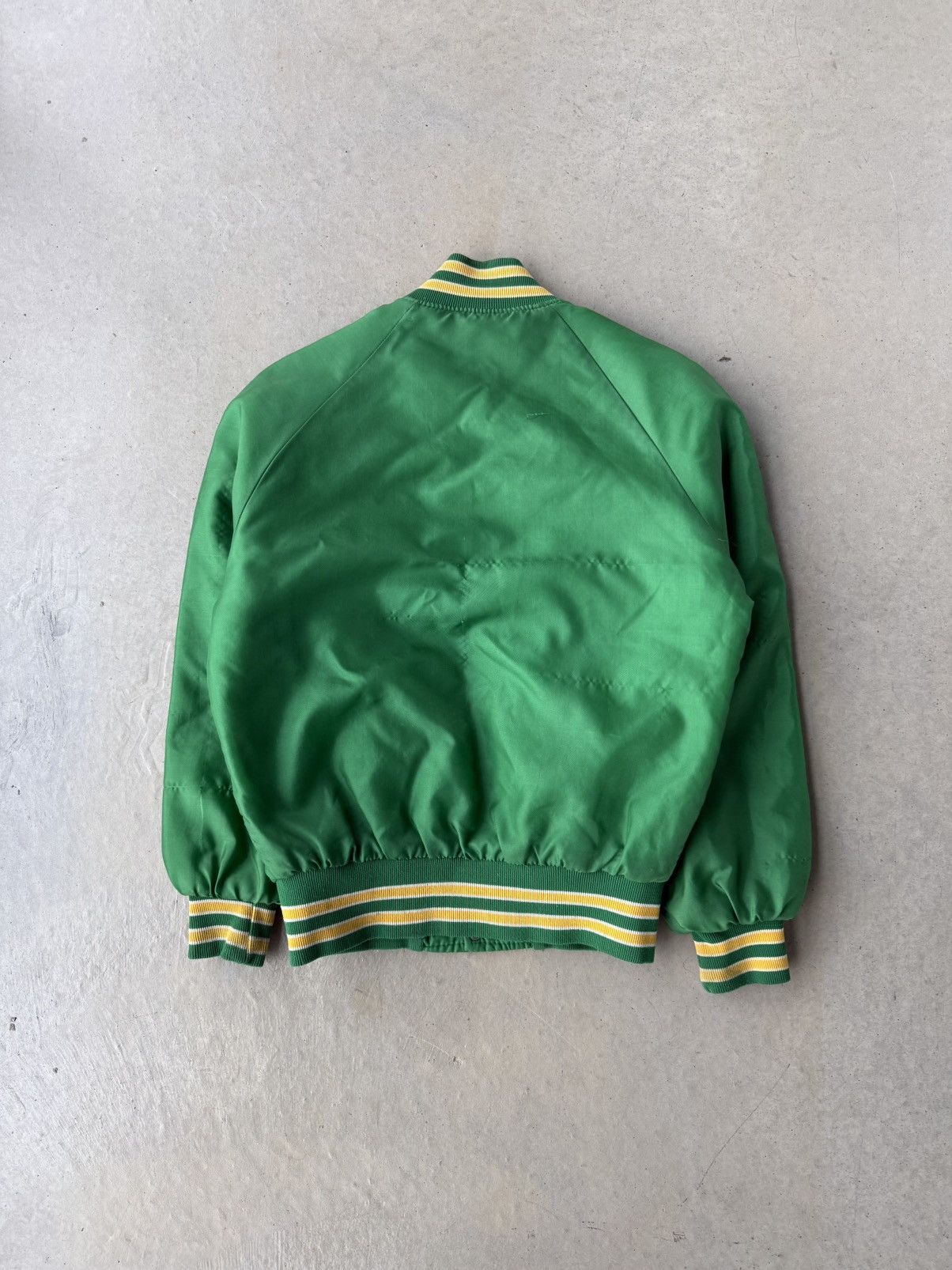 Vintage Vintage Chain Stitched Varsity Letterman Satin Green Jacket Size US M / EU 48-50 / 2 - 2 Thumbnail