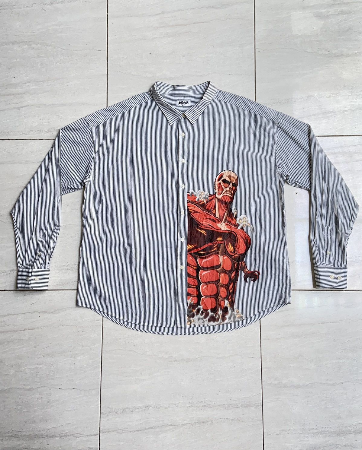 Designer × Japanese Brand Attack on Titan Anime Manga Japan Striped Shirt Size US XXL / EU 58 / 5 - 1 Thumbnail