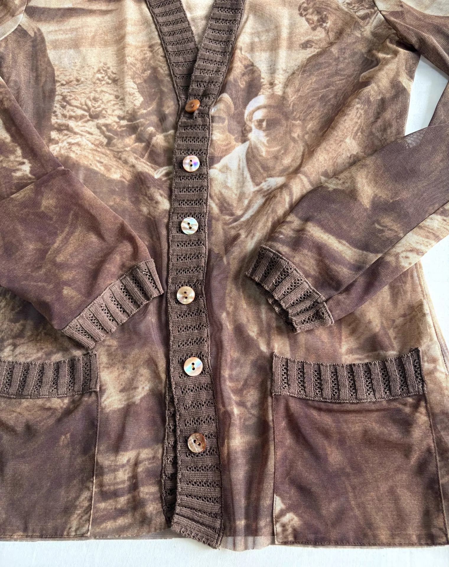 Jean Paul Gaultier JPG Religious Figure Knit Mesh Cardigan 40 Vintage Size S / US 4 / IT 40 - 7 Thumbnail