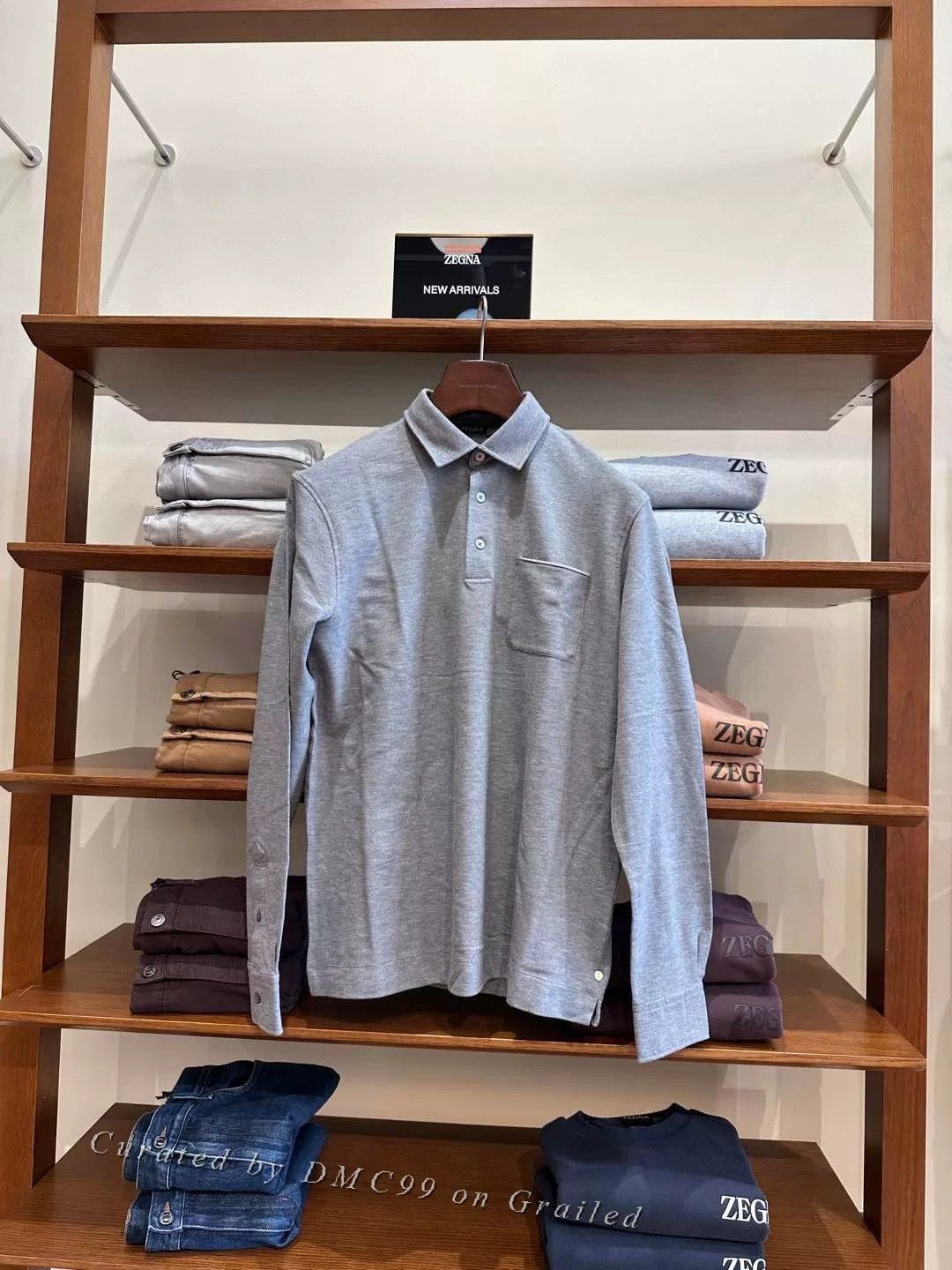 Ermenegildo Zegna Zegna Gray Long-Sleeve Polo Shirt Size US M / EU 48-50 / 2 - 1 Thumbnail