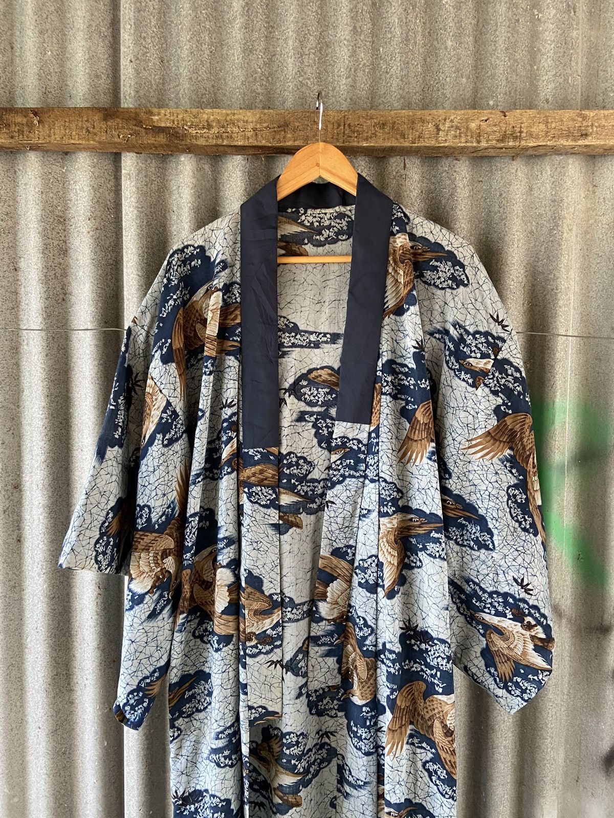 Komono Vintage Japanese Kimono Eagles Mountain Landscape Size US L / EU 52-54 / 3 - 2 Thumbnail