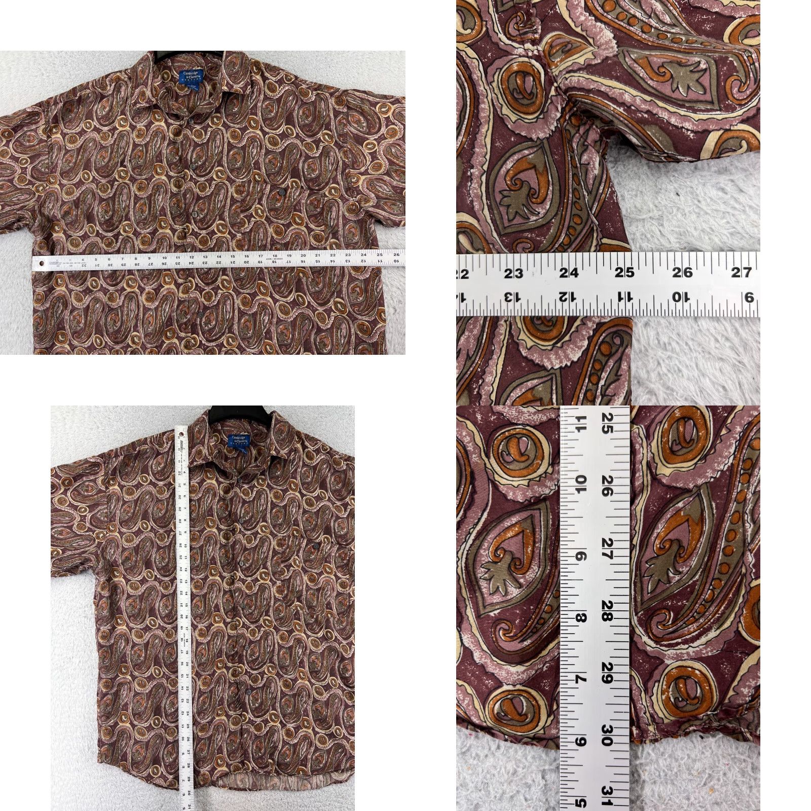 Vintage VINTAGE Cambridge Classics Shirt Men L Red Silk Paisley Button-Up All Seasons Short Sleeve Beach Hawaiian Vacation 40 in Chest Mens Size US L / EU 52-54 / 3 - 8 Thumbnail