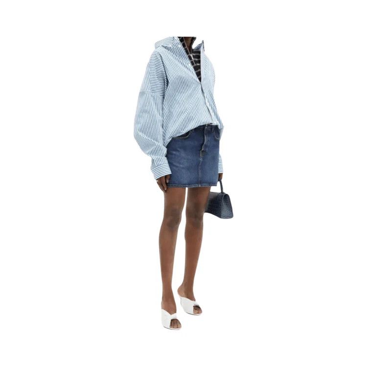 Balenciaga o1mle0424 Denim Mini Skirt in Blue Size 26" / US 2 / IT 38 - 3 Thumbnail
