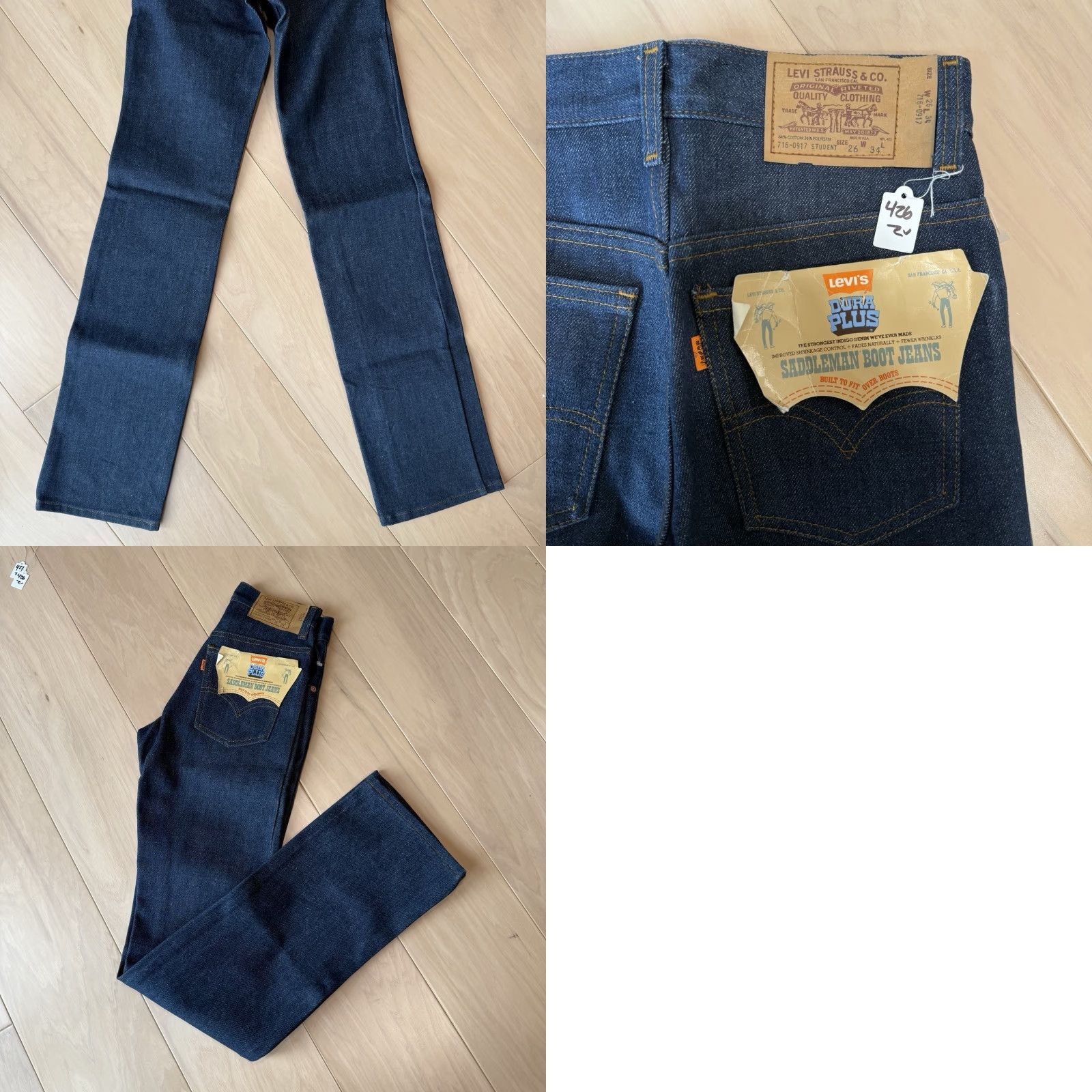 Levi's VINTAGE Levi's 716 Jeans 26 Blue Dark Wash Bootcut Denim NWT Non Selvedge USA 80s Western Mens Jeans 26"} Size US 26 / EU 42 - 8 Thumbnail