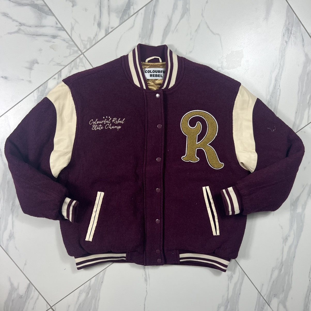 image of Burgandy Varsity Jacket Vintage, Men's (Size Medium)