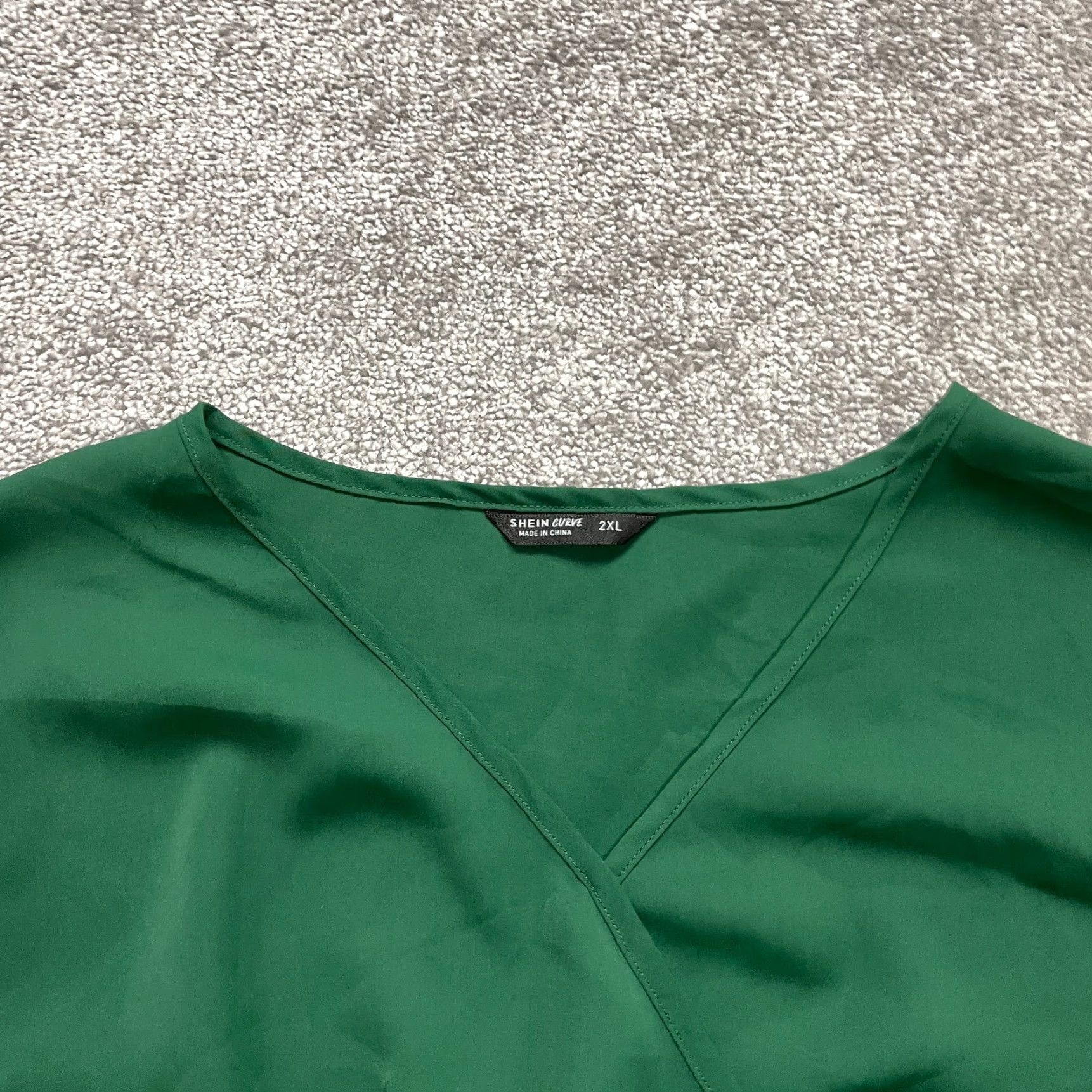 Shein Shein Curve Blouse Womens 2XL Solid Green V-Neck Peplum Chiffon Short Sleeve Top Size XXL / US 16-18 / IT 52-54 - 3 Thumbnail