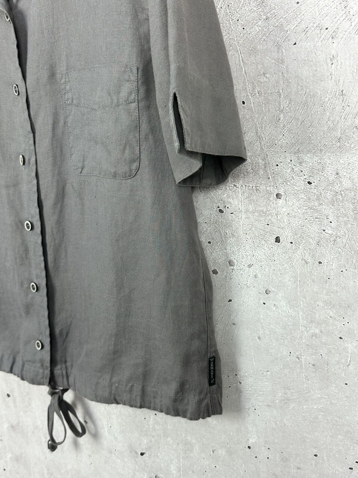 Armani Vintage Armani Jeans Grey Linen Short Sleeve Shirt Size M / US 6-8 / IT 42-44 - 7 Thumbnail