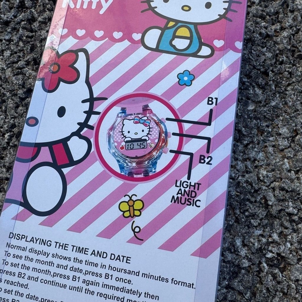 The Unbranded Brand Hello Kitty Pink & White Watch with Lights and Music Size ONE SIZE - 6 Thumbnail