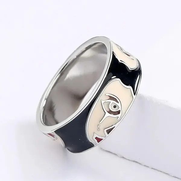 Japanese Brand × Jewelry × Vintage Creative Handmade Irregular Half Face Enamel Heart Ring Size ONE SIZE - 4 Thumbnail