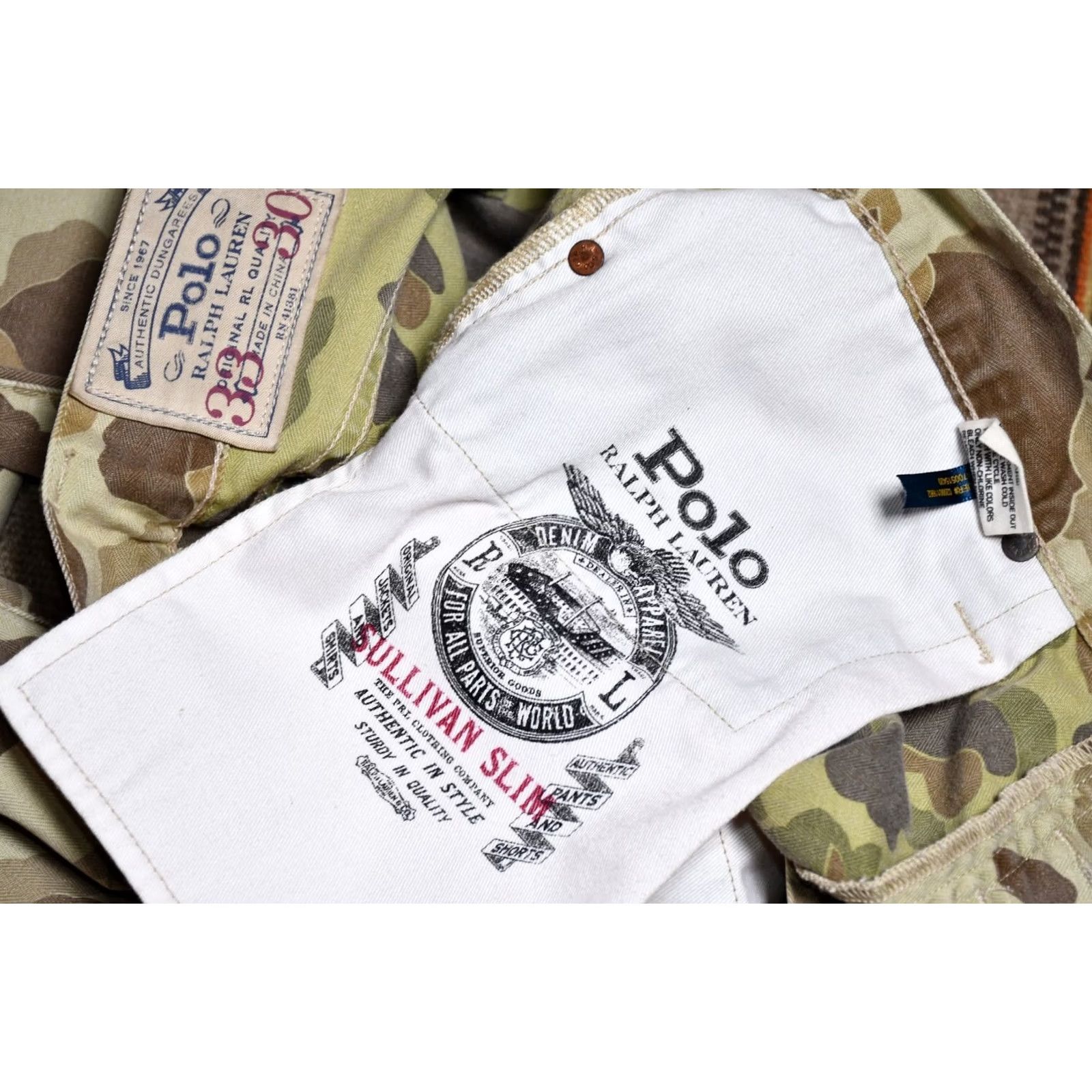 Polo Ralph Lauren Polo Ralph Lauren Military Army Desert Camouflage Sullivan Slim Jeans Mens W33 Slim Tapered 98% Cotton 2% Elastane Camouflage Army Decade 90s Women? Size US XS / EU 42 / 0 - 7 Thumbnail