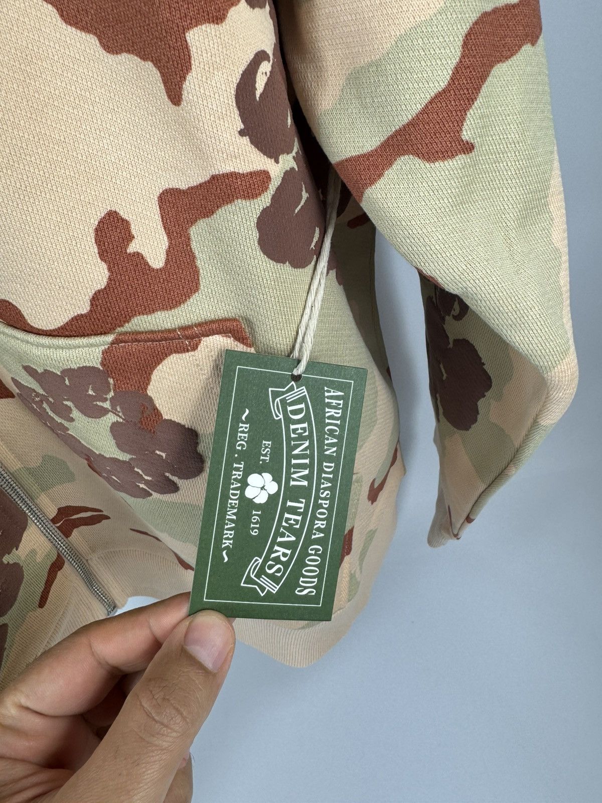 DENIM TEARS Tan Camouflage Zip Hoodie Size US L / EU 52-54 / 3 - 4 Thumbnail