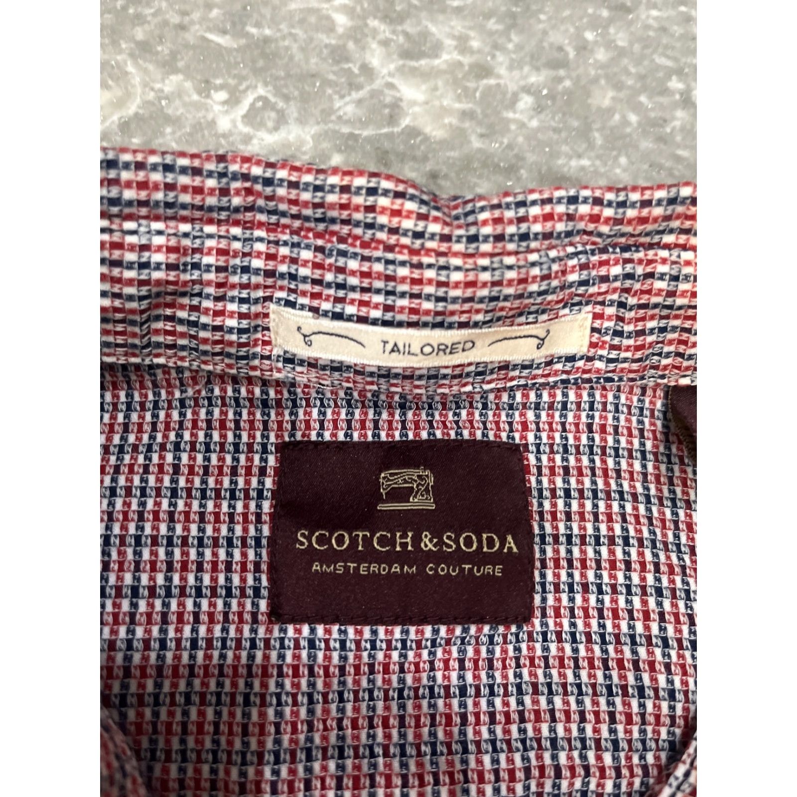 Scotch & Soda Scotch & Soda Shirt Medium Tailored Fit Button Cuff Harlequin Blue Multicolor Formal Shirt Men M Size US M / EU 48-50 / 2 - 3 Thumbnail