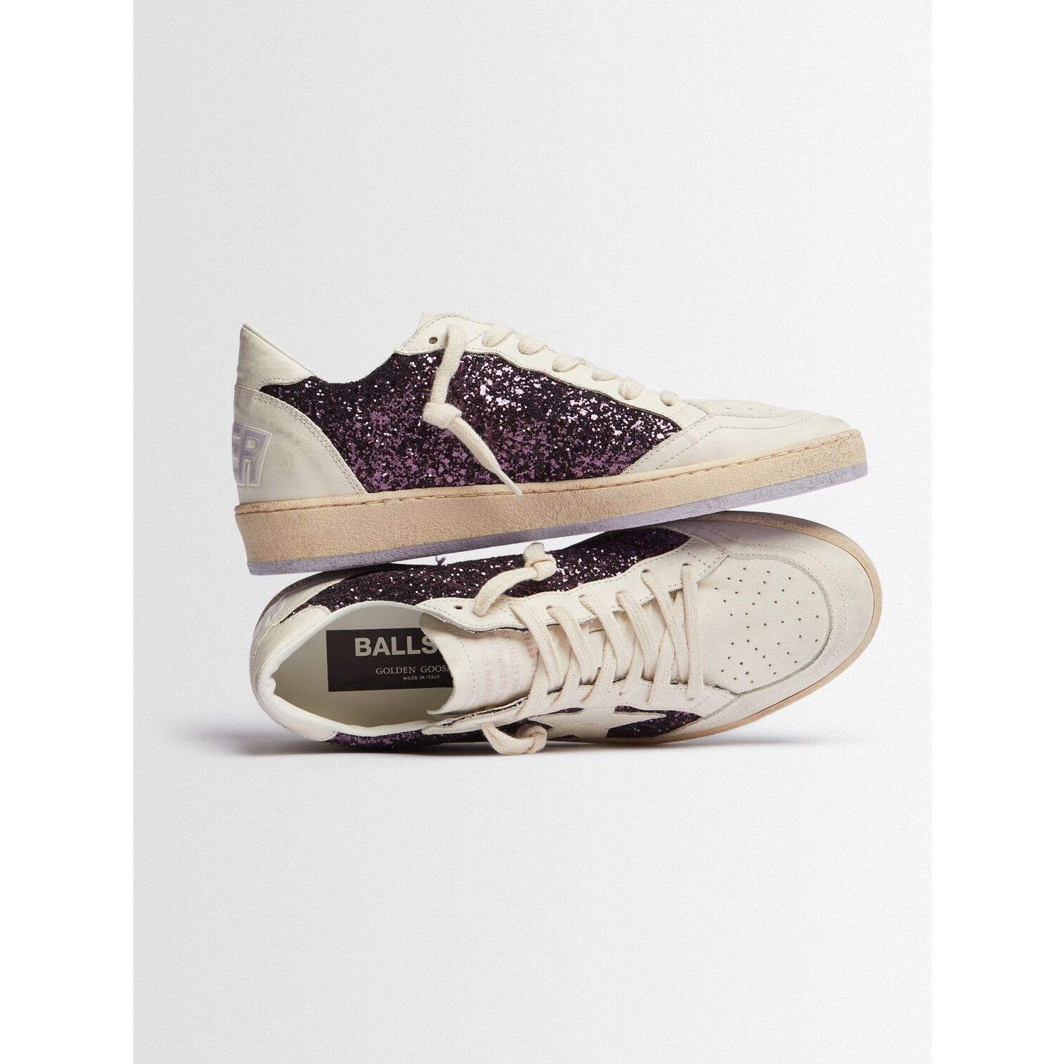 GOLDEN GOOSE Ball Star Women's White/Purple Sneakers New & A