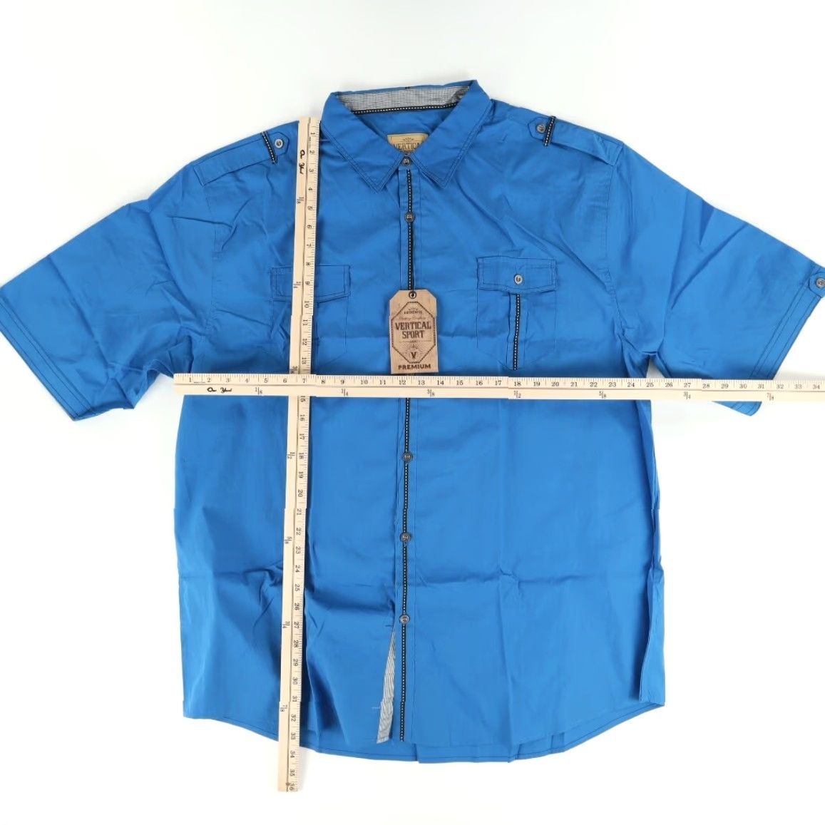 Vintage **Vertical Sport Pocket Button Down Solid Blue Shirt Men's 4XL** User: **Vertical Sport Pocket Button Down Blue Solid Shirt Men's 4XL** Size US XXL / EU 58 / 5 - 3 Thumbnail