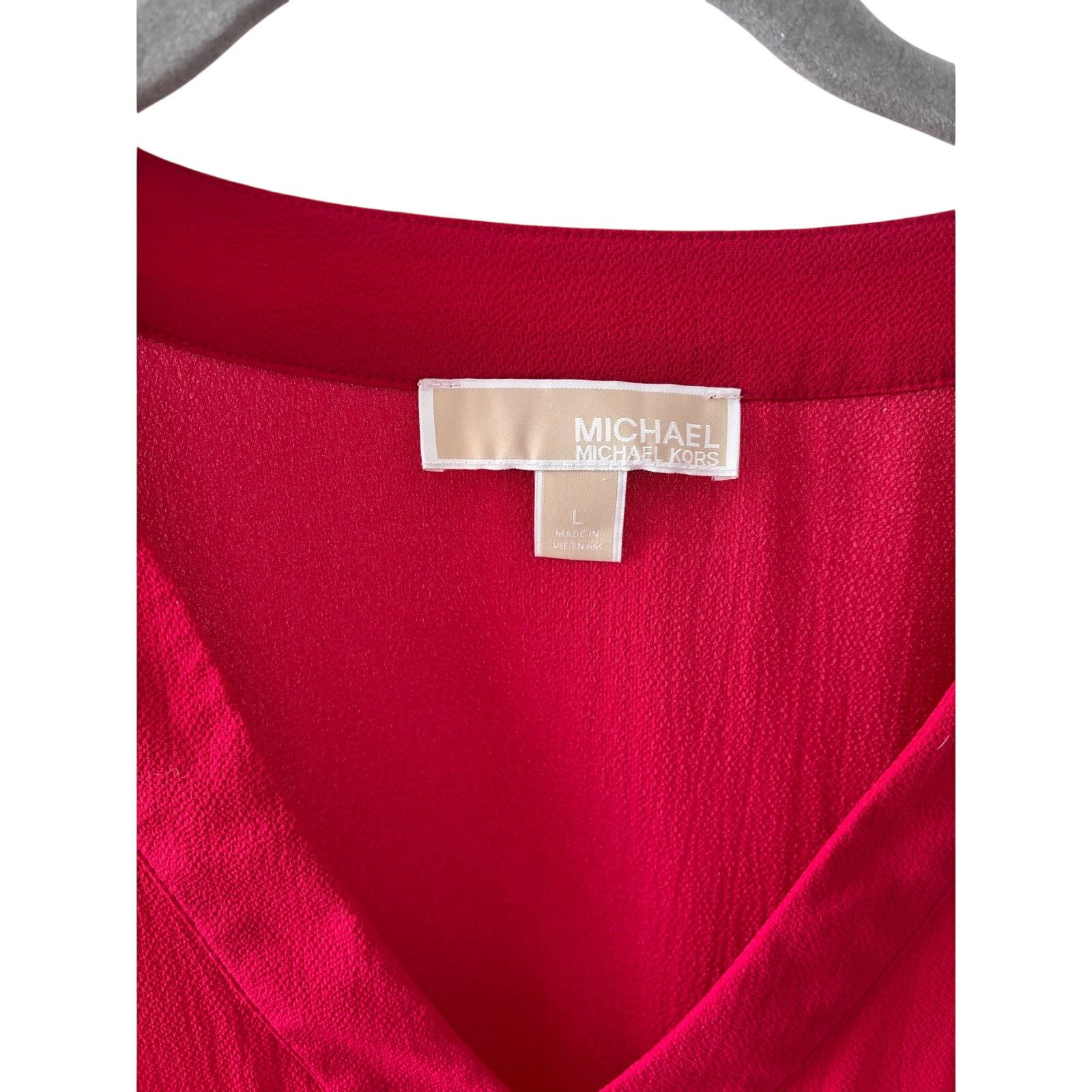 Michael Kors Michael Kors Red V-Neck Blouse Womens Large Long Sleeve Size L / US 10 / IT 46 - 6 Thumbnail