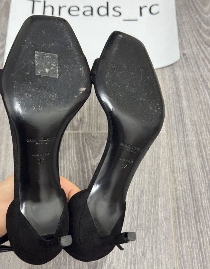 Saint Laurent Paris Saint Laurent Black Velvet Sandals Size US 7 / IT 37 - 9 Thumbnail