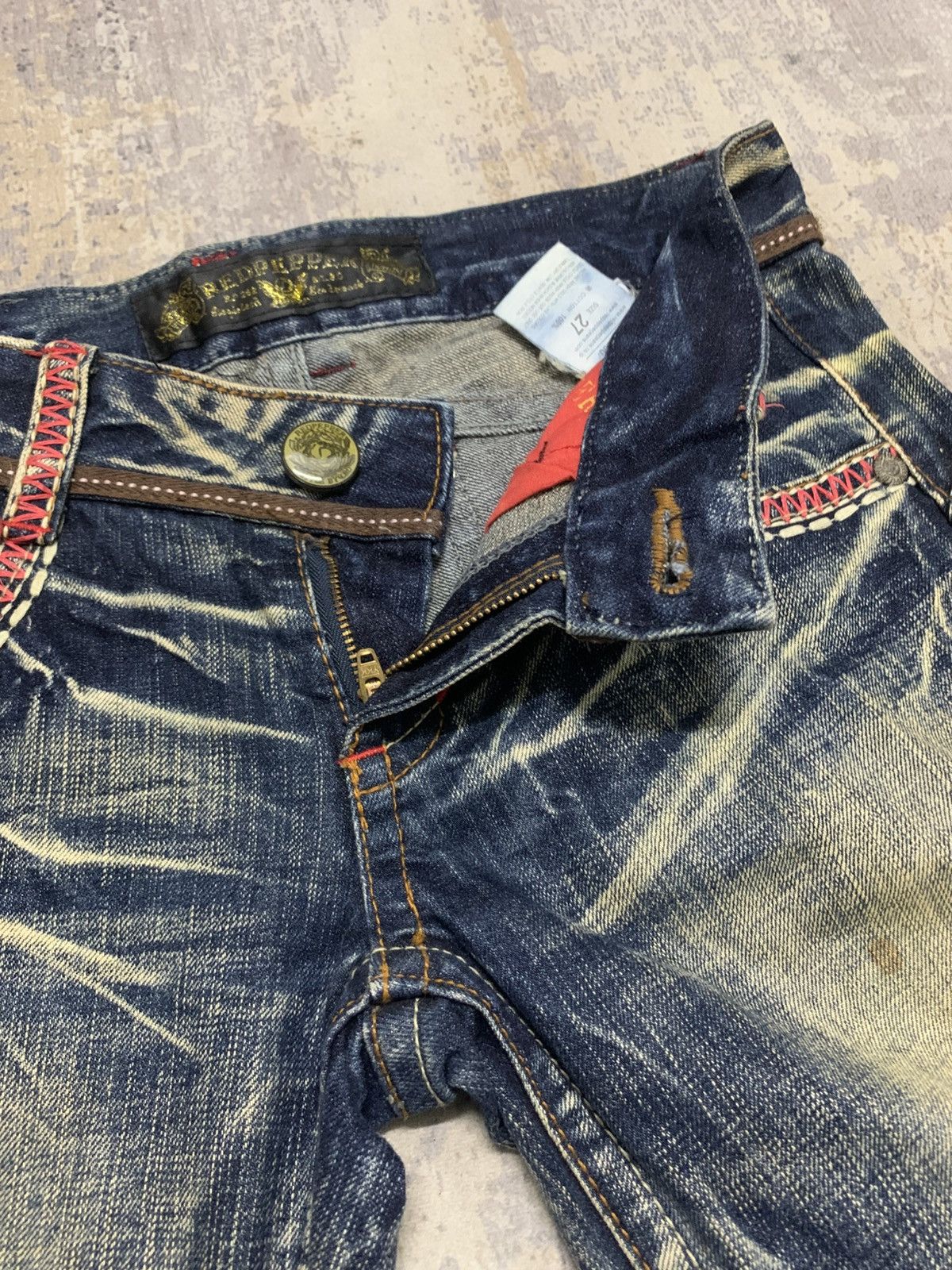 If Six Was Nine Vintage Red pepper Flared Distressed Jeans Size US 32 / EU 48 - 4 Thumbnail