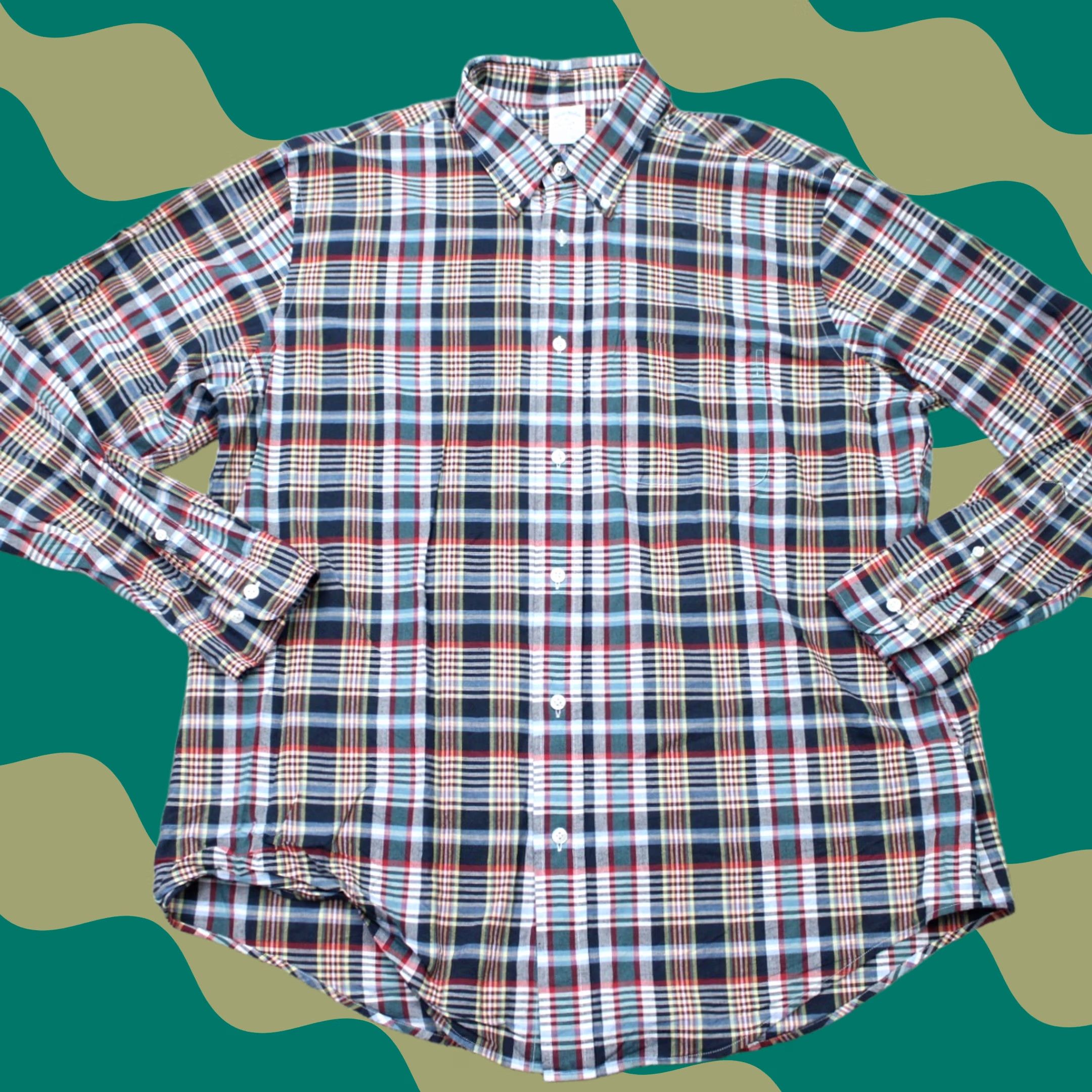 Brooks Brothers Brooks Brothers Regent Shirt Mens XL Red/Green Plaid 100% Cotton Long Sleeve Button-Up Size US XL / EU 56 / 4 - 1 Thumbnail