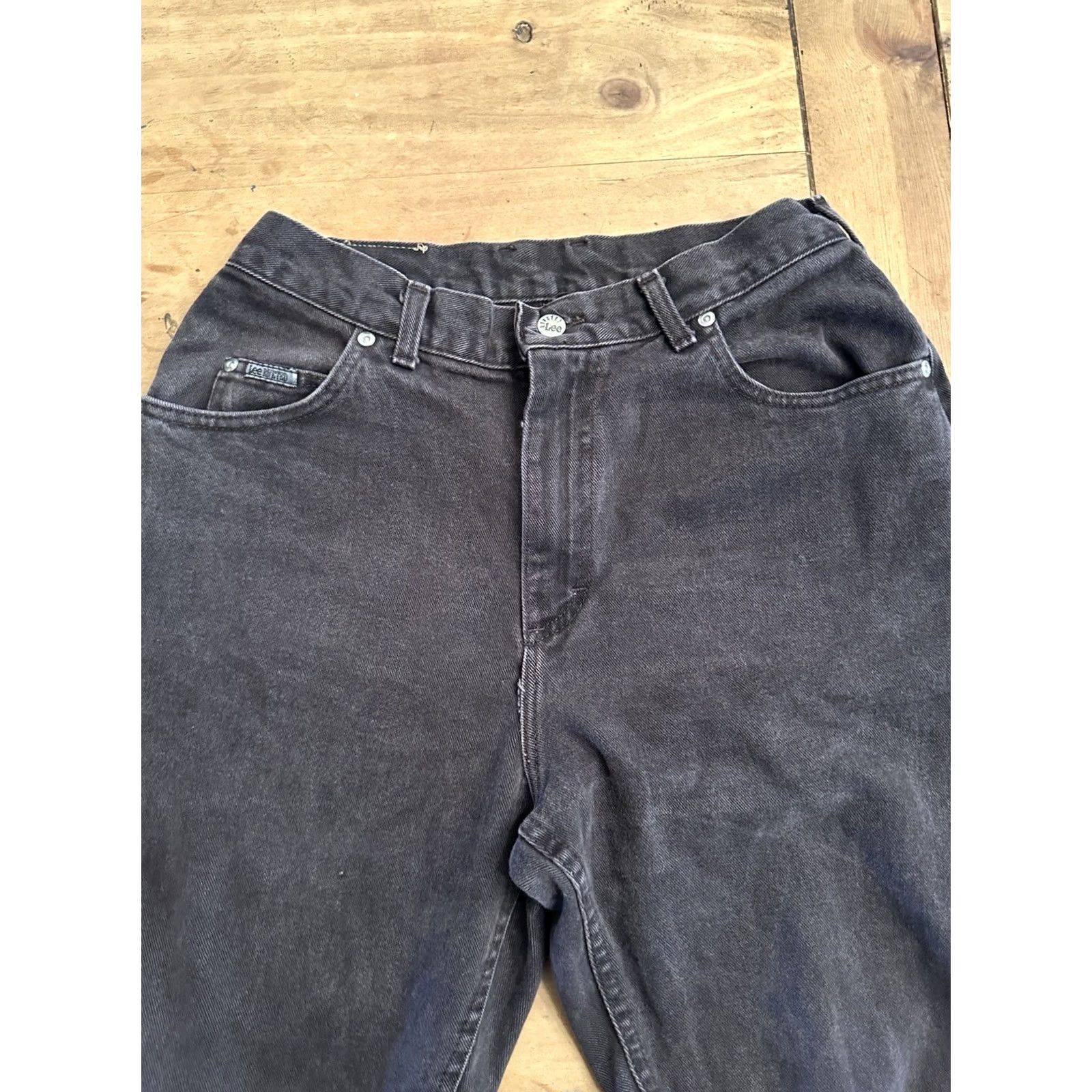 Lee VINTAGE Lee Mom Jeans Women 17 Black Riveted 80s USA Size 31x30 - Regular Straight Knit? Size 24" / US 00 / IT 34 - 5 Thumbnail