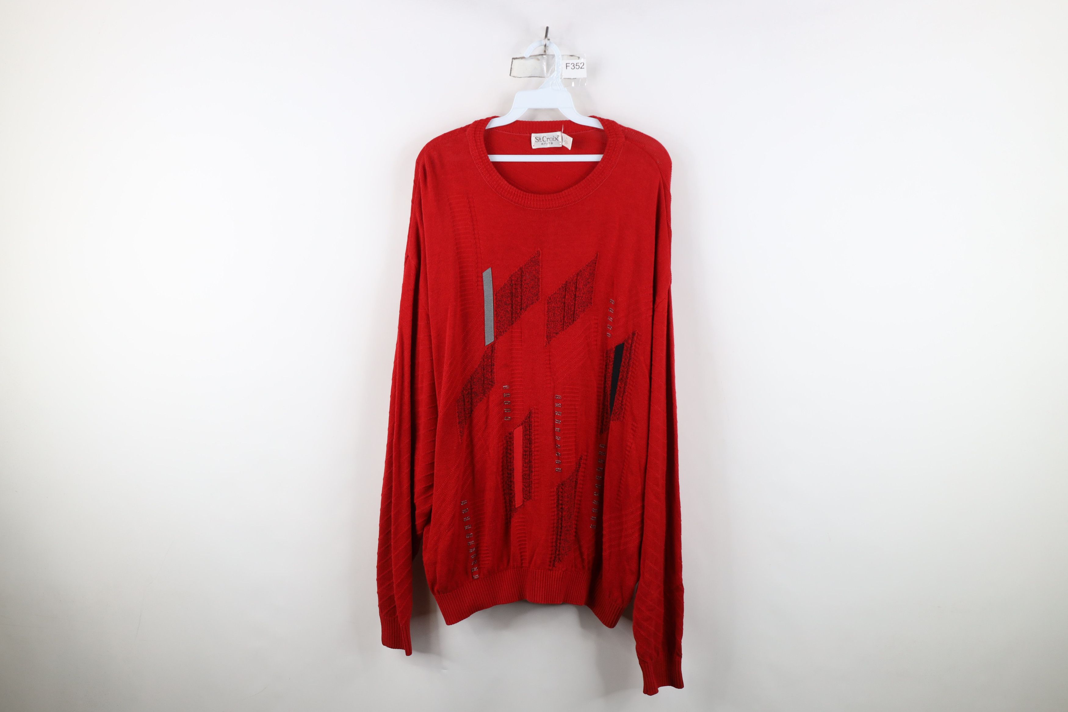 St. Croix Vintage 90s St Croix Knits Ribbed Knit Crewneck Sweater Red Size US XL / EU 56 / 4 - 1 Thumbnail