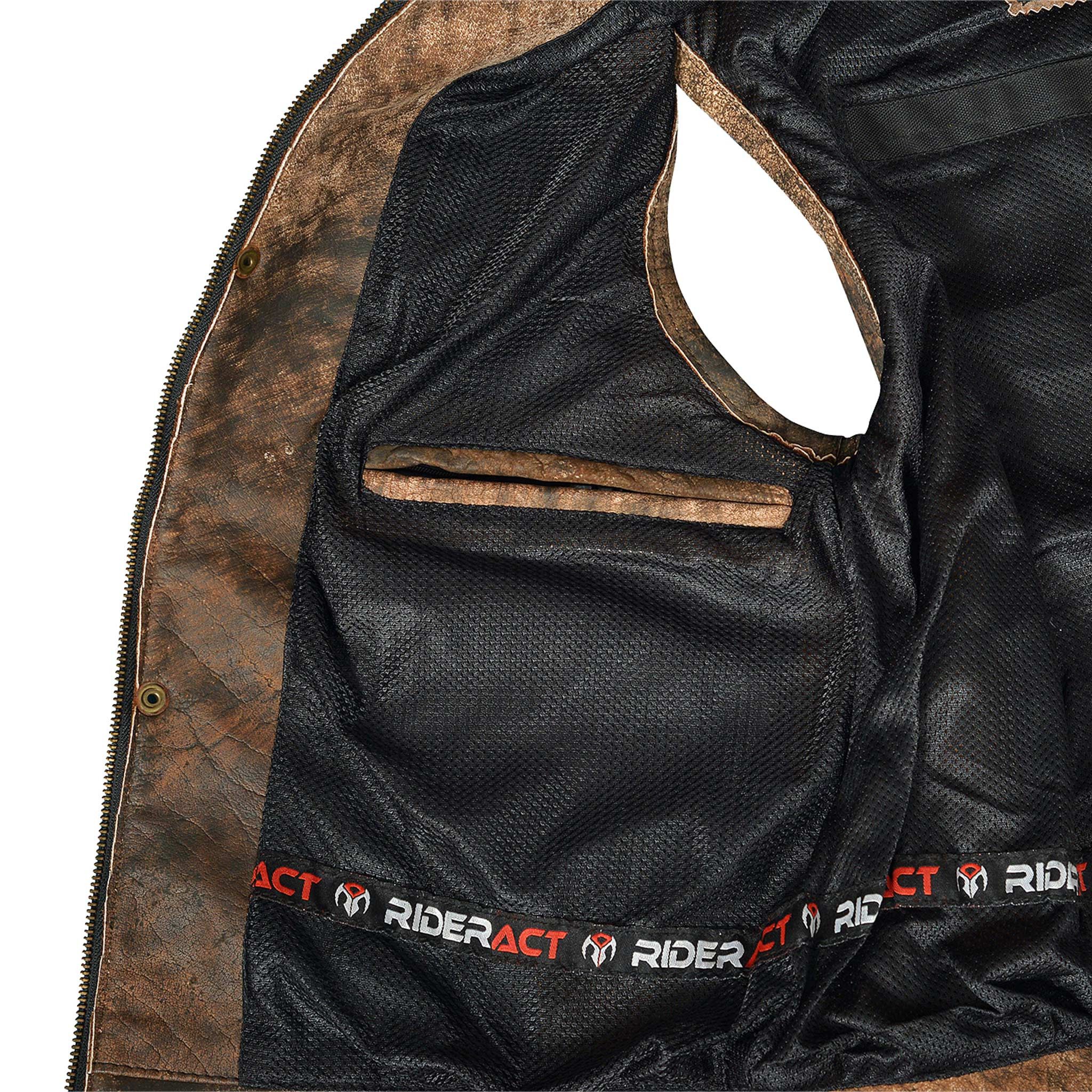 Leather Motorcycle Leather Vest Disstressed Biker Jacket with Armor Size US S / EU 44-46 / 1 - 6 Thumbnail