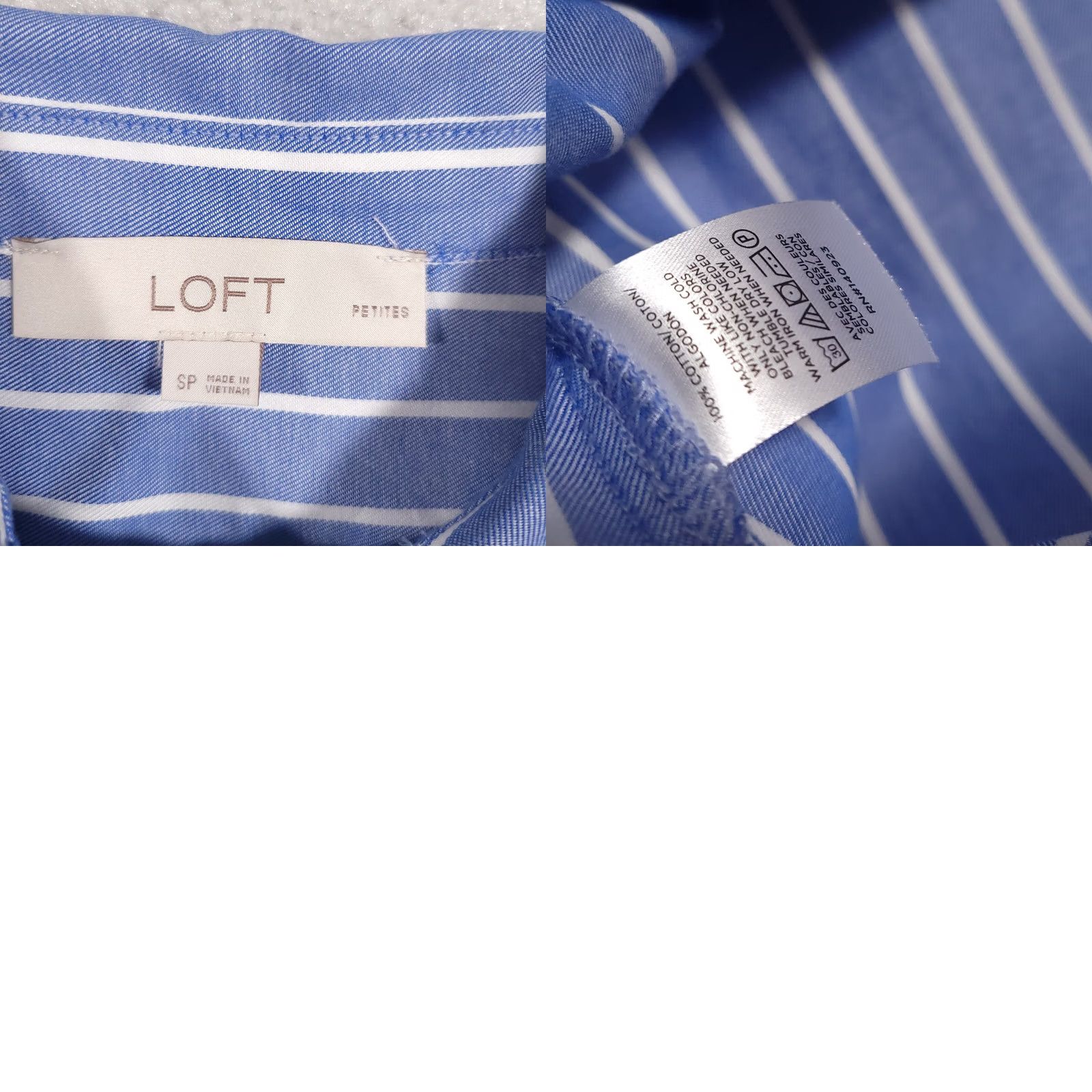 Ann Taylor VINTAGE LOFT Ann Taylor Button Up Long Sleeve Shirt Womens PS Blue Collared Striped Size S / US 4 / IT 40 - 9 Thumbnail