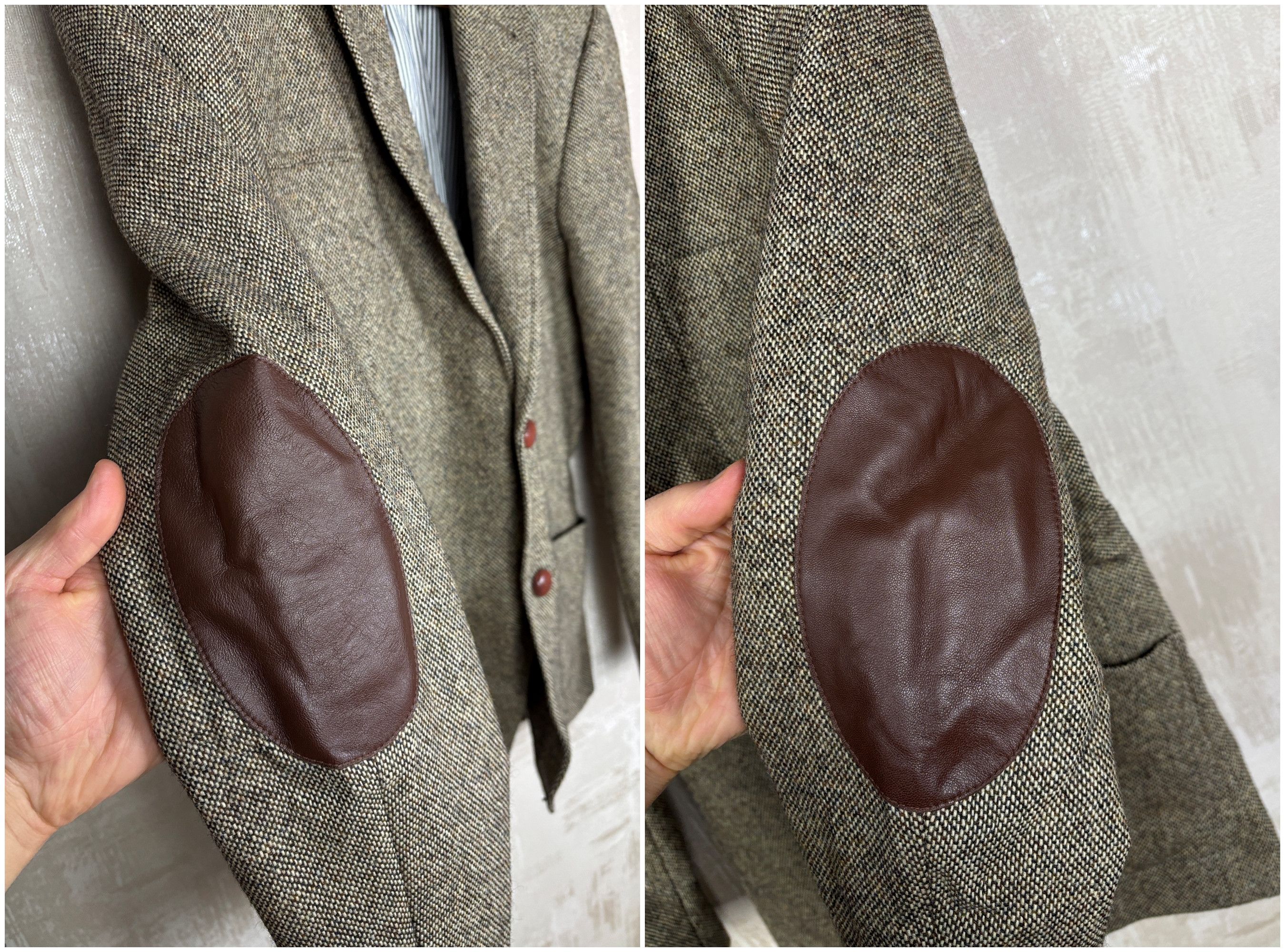 H&M H&M Moon Tweed Wool Blazer Brown Melange Elbow Pads Size 40R - 11 Thumbnail