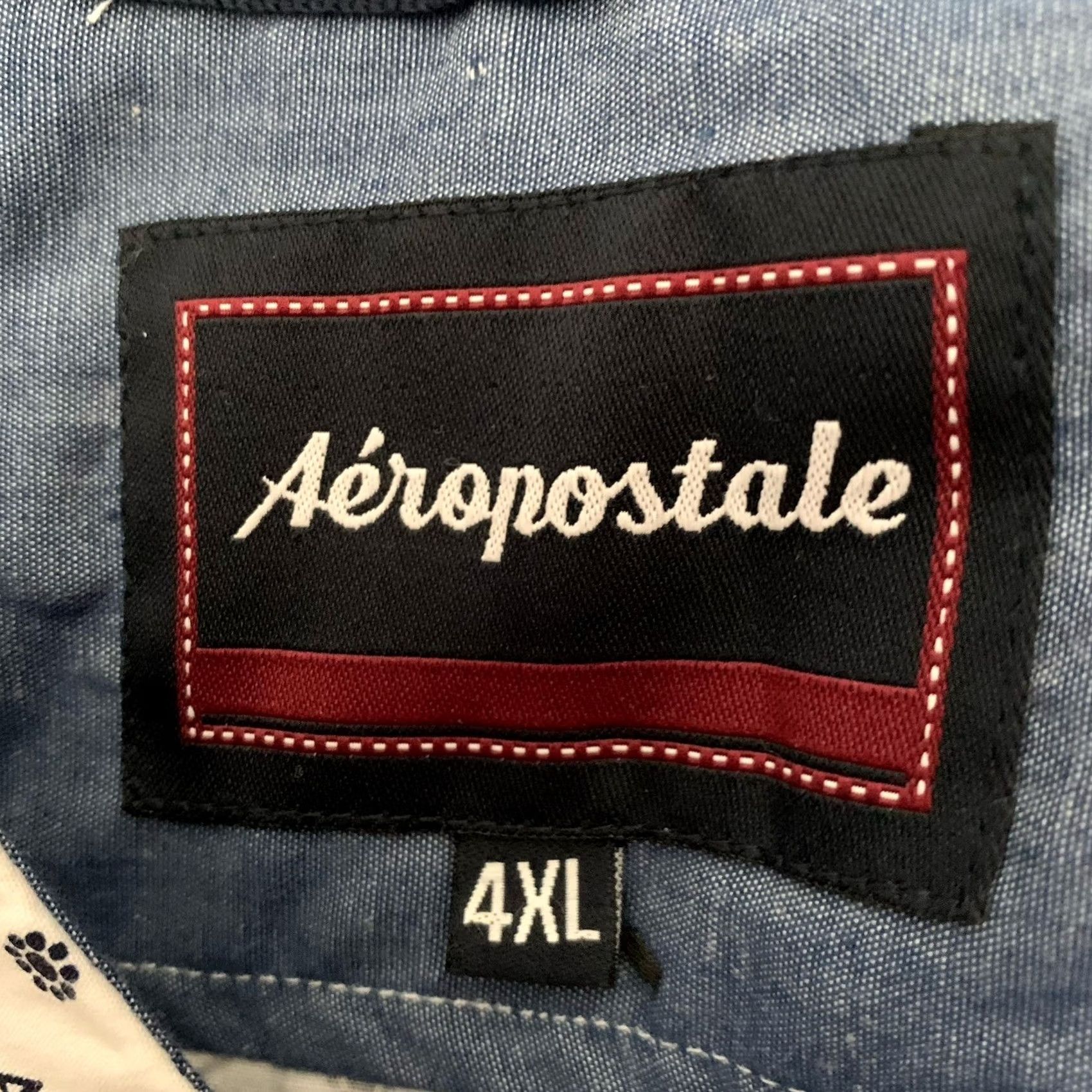 Aeropostale Aeropostale Shirt Mens 4XL White Blue Crest Short Sleeve Button-Up Collared Pocket Geometric Classic Big & Tall Size US XXL / EU 58 / 5 - 2 Thumbnail