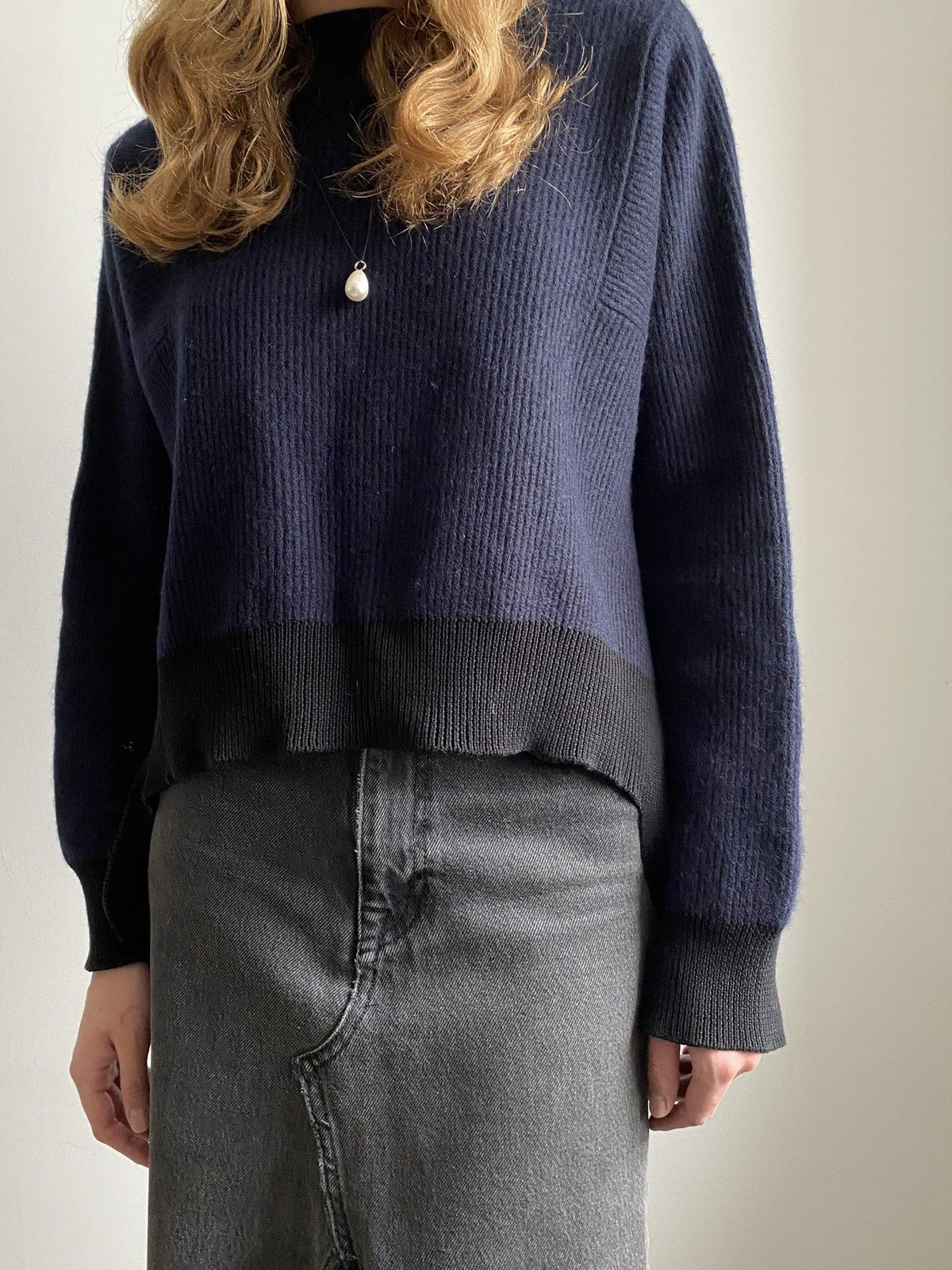 Helmut Lang HELMUT LANG WOMEN NAVY BLUE SWEATER COTTON WOOL SIZE S Size S / US 4 / IT 40 - 14 Thumbnail