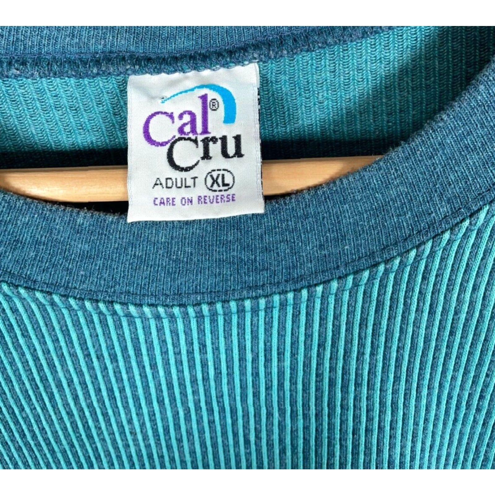 Vintage VINTAGE Cal Cru T-Shirt Men XL Green Stripe Embroidered Logo 90s Rivendell Single Stitch Shirt Size US XL / EU 56 / 4 - 4 Thumbnail