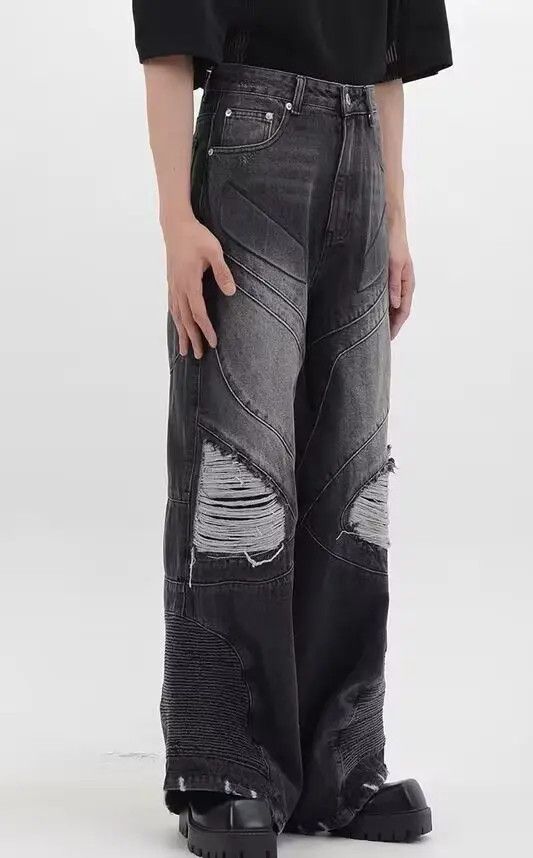VIBE Retro punk heavy-duty washed distressed ripped jeans Size US 32 / EU 48 - 4 Thumbnail