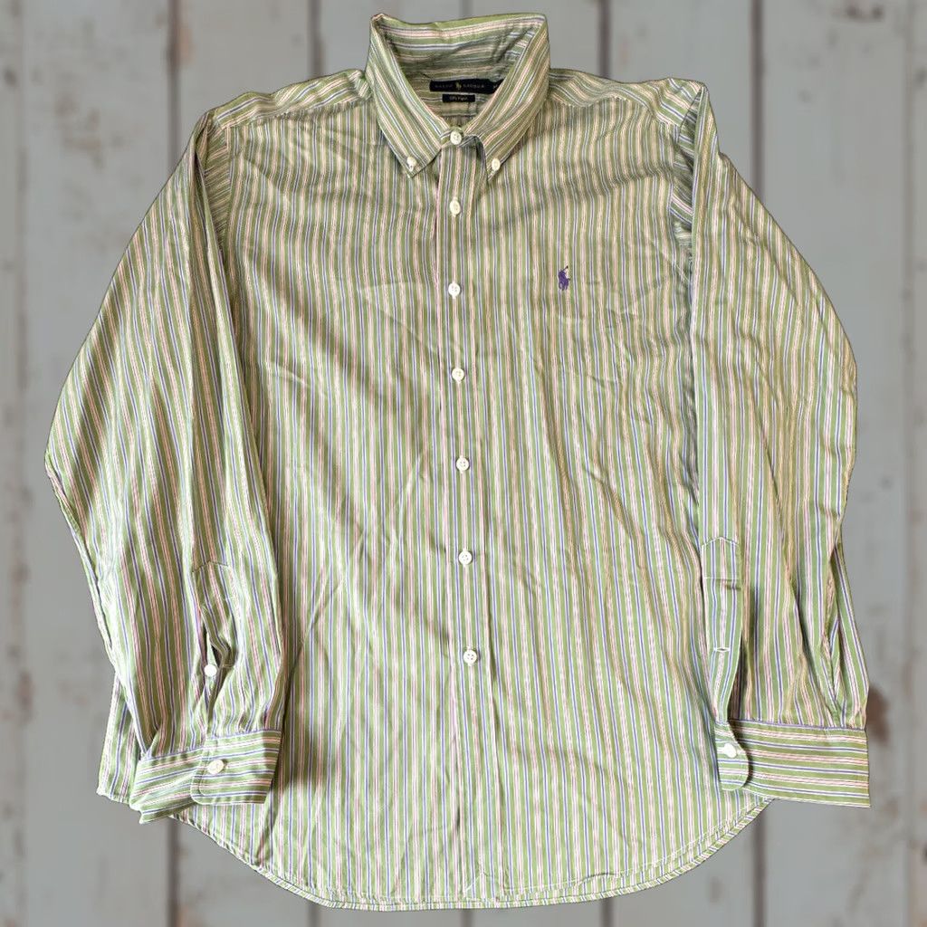Ralph Lauren Ralph Lauren 120's Poplin Long Sleeve Button Down Men's XL Striped Shirt Cotton Size US XL / EU 56 / 4 - 1 Thumbnail
