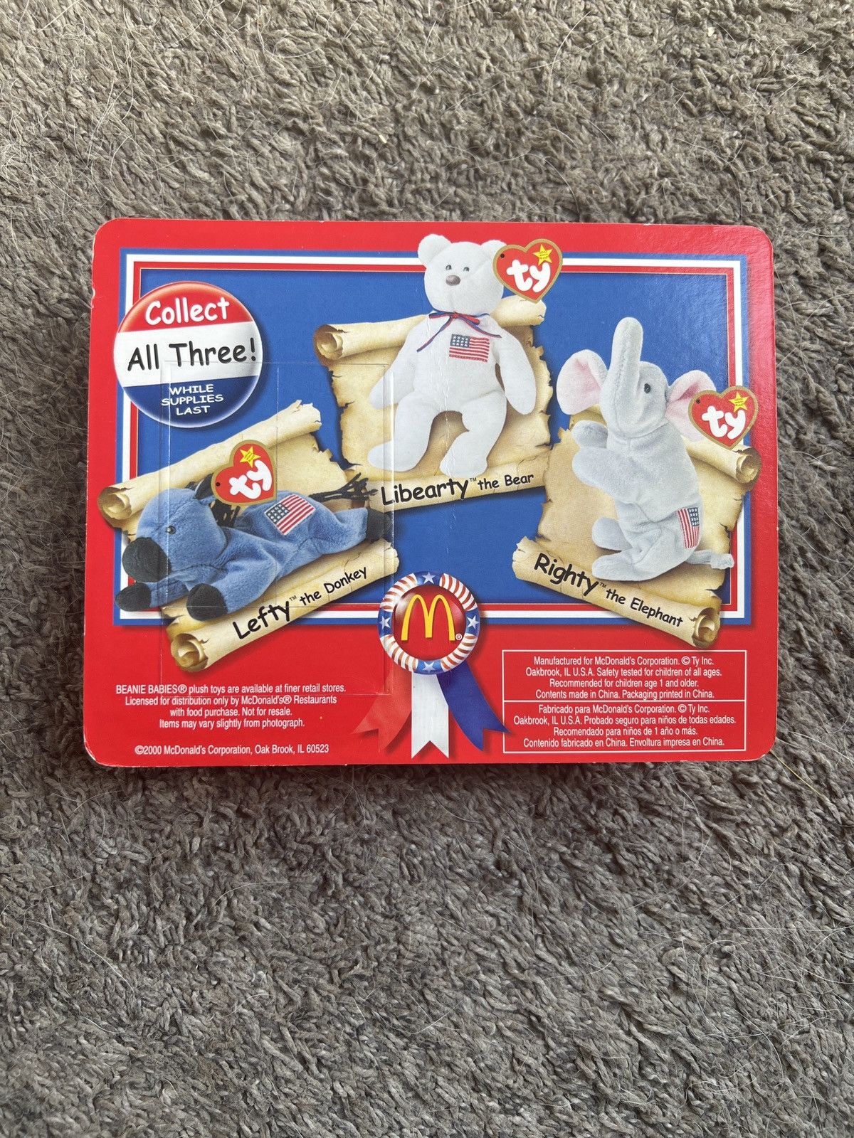 Vintage 2000 McDonald’s Ty Righty The Elephant Teenie Beanie Baby Size ONE SIZE - 2 Thumbnail