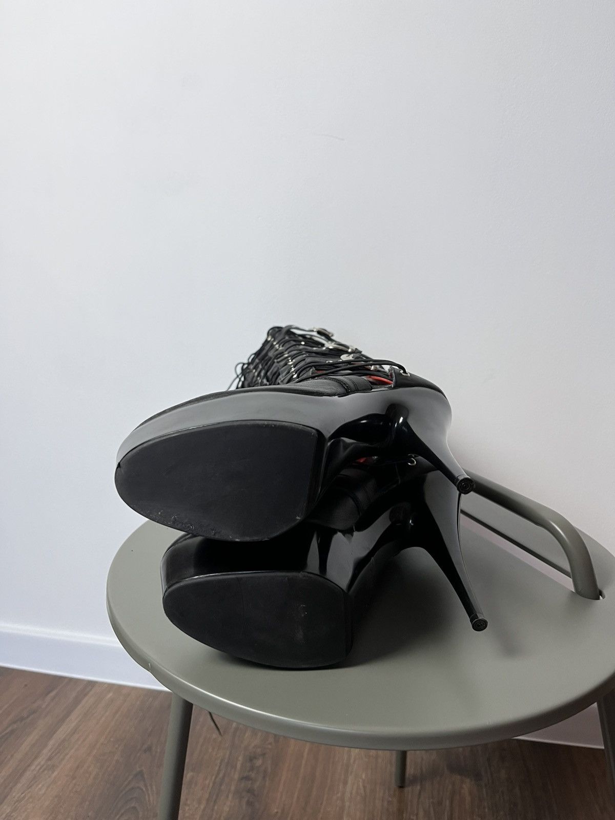 If Six Was Nine × Japanese Brand Gothic Thigh High Platform Heels with Laces and Buckles Size US 8 / IT 38 - 12 Thumbnail