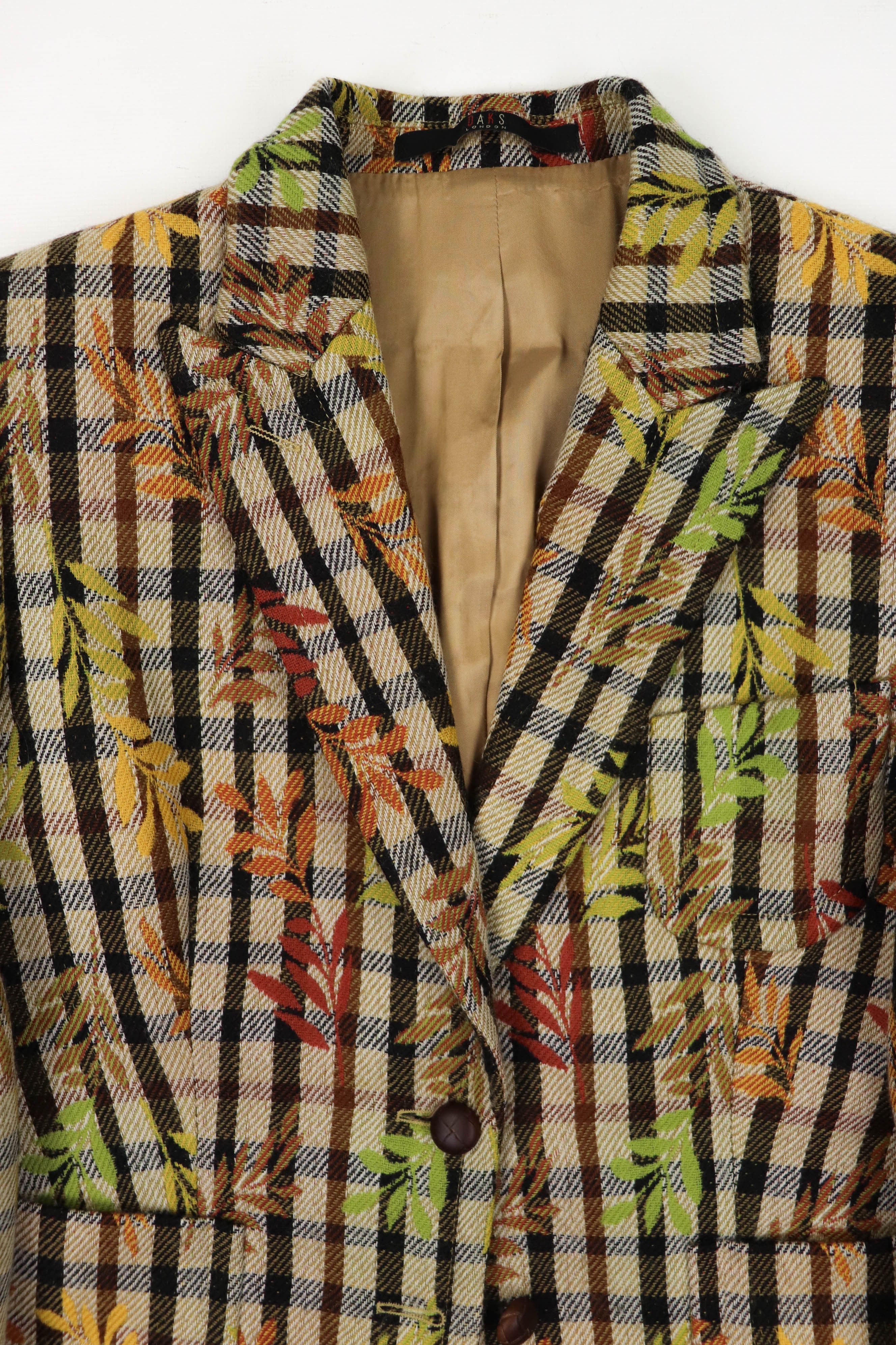 DAKS DAKS London Floral Multicolor Checked Wool Sport Coat Blazer Size L / US 10 / IT 46 - 3 Thumbnail