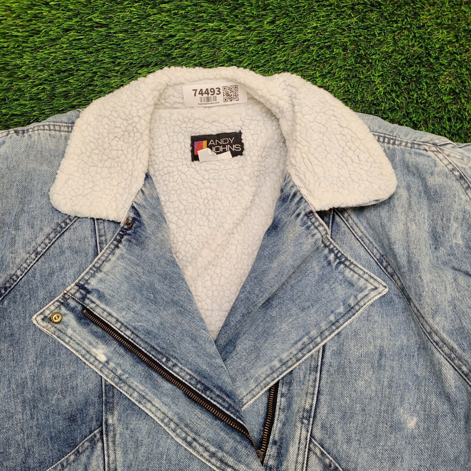Vintage VTG 80s Andy Johns Denim Moto Jacket M Sherpa Lined Acidwash Size US M / EU 48-50 / 2 - 2 Thumbnail