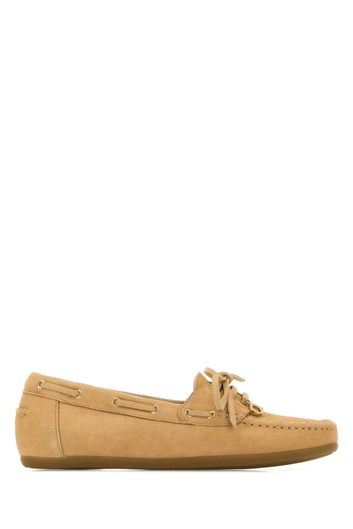 Beige Suede Flippy Loafers
