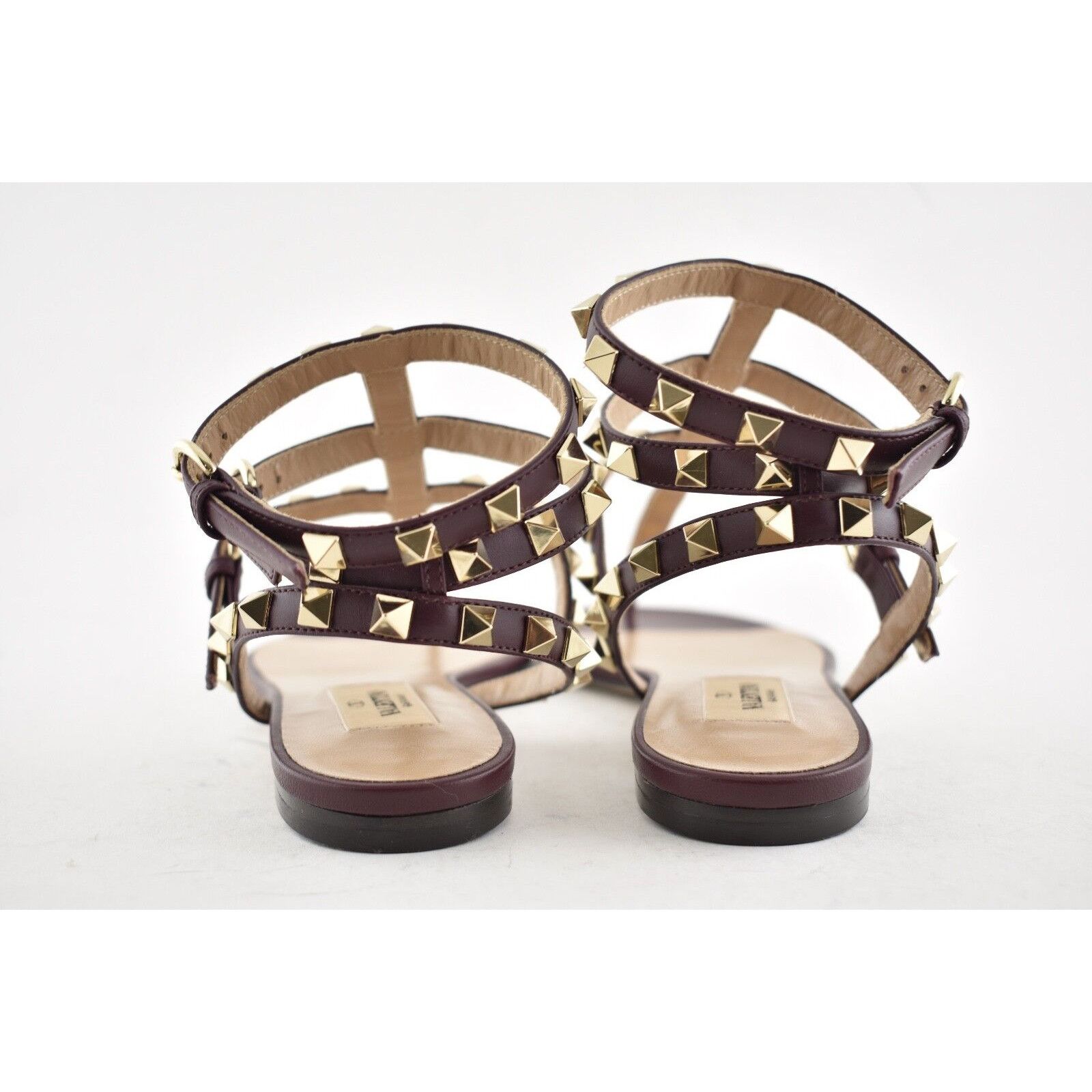 Valentino Valentino Rockstud Red Burgundy Leather Triple Gladiator Size US 5 / IT 35 - 11 Thumbnail